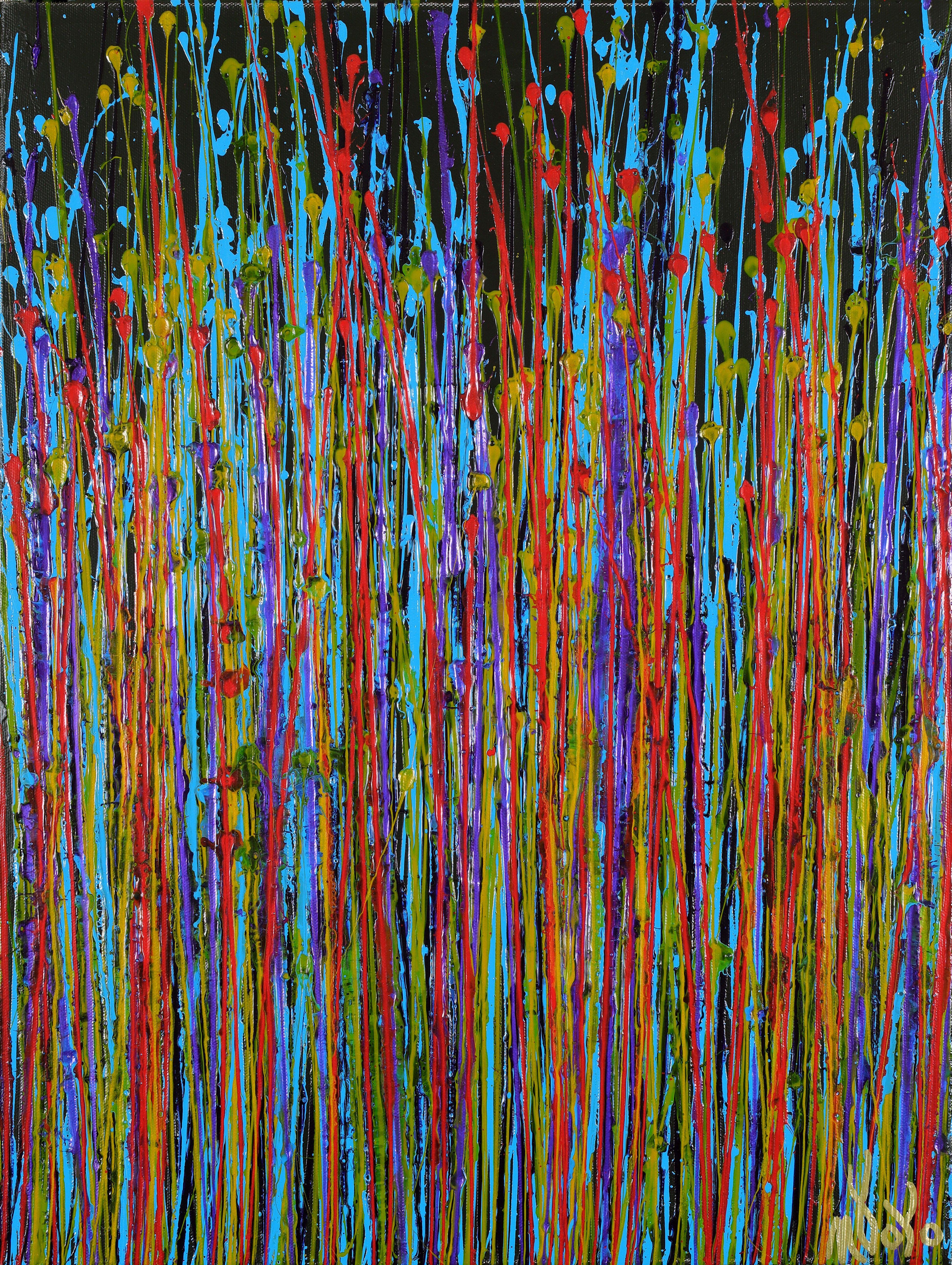 Nestor Toro Abstract Painting - Ultra radiant nighttime, Painting, Acrylic on Canvas