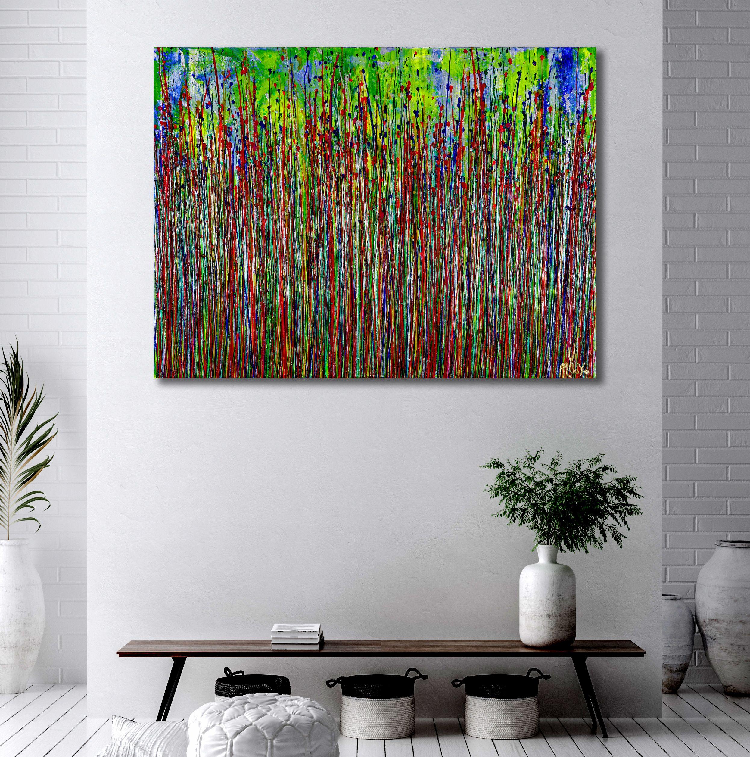 Ultra radiant tropical spectra, Painting, Acrylic on Canvas - Black Abstract Painting by Nestor Toro