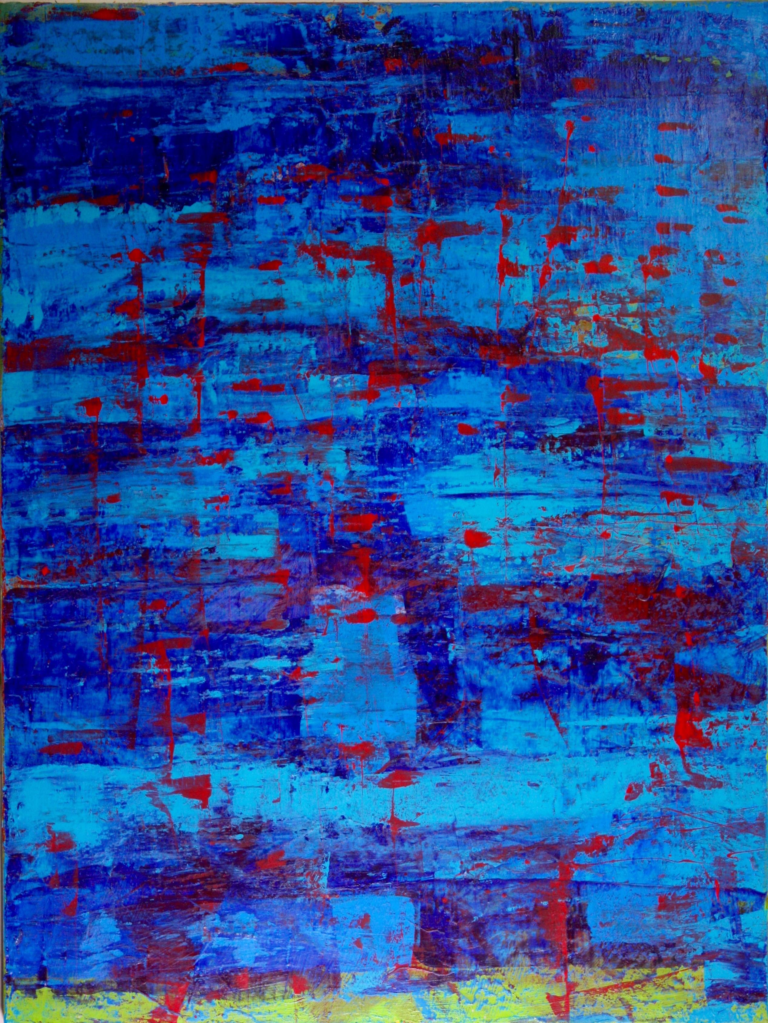 Nestor Toro Abstract Painting – Under the Blue Skies, Painting, Acrylic on Canvas