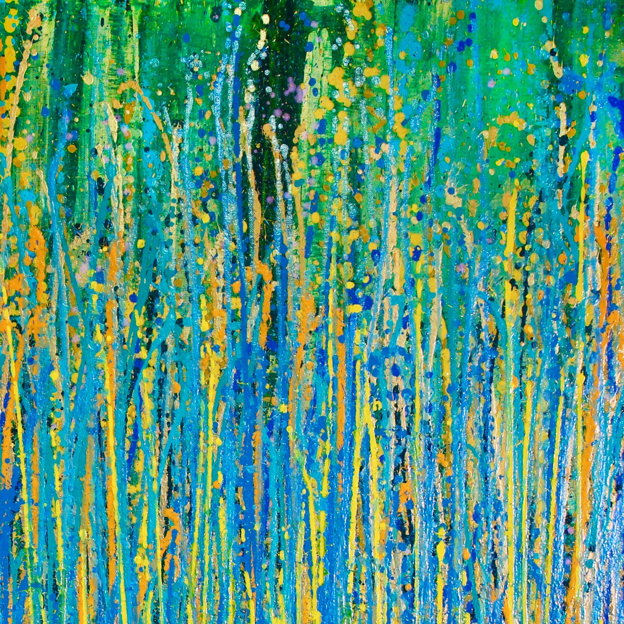 Under the morning sun, Painting, Acrylic on Canvas - Blue Abstract Painting by Nestor Toro