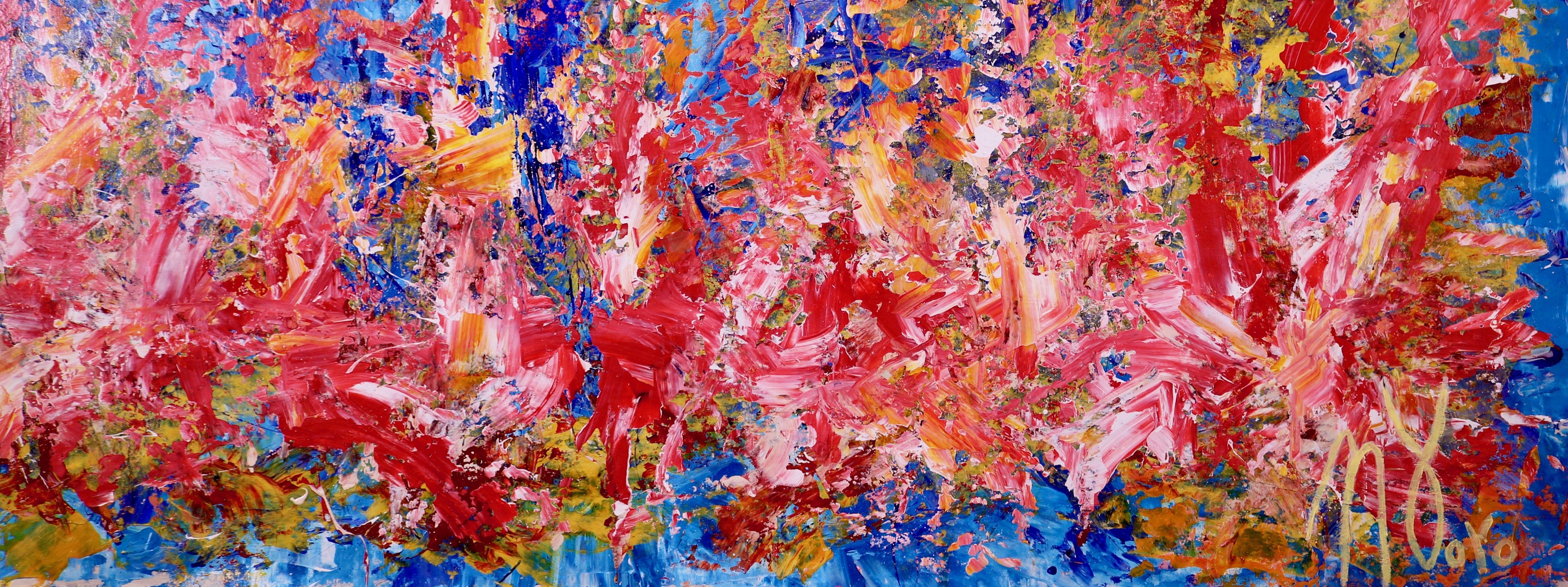 Ritiro dei coralli sott'acqua (2017), Pittura, Acrilico su tela - Abstract Painting Rosa di Nestor Toro