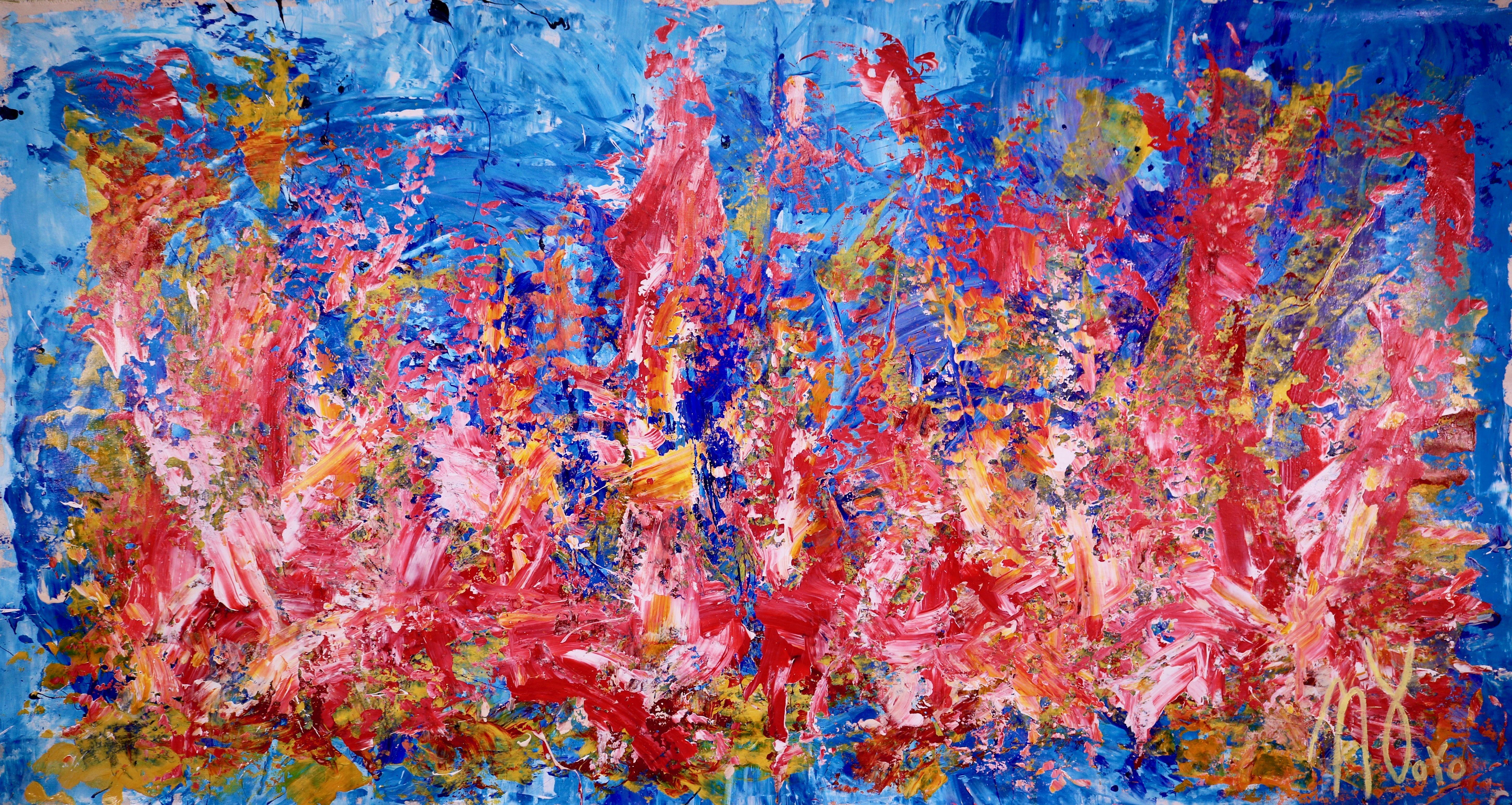 Abstract Painting di Nestor Toro - Ritiro dei coralli sott'acqua (2017), Pittura, Acrilico su tela