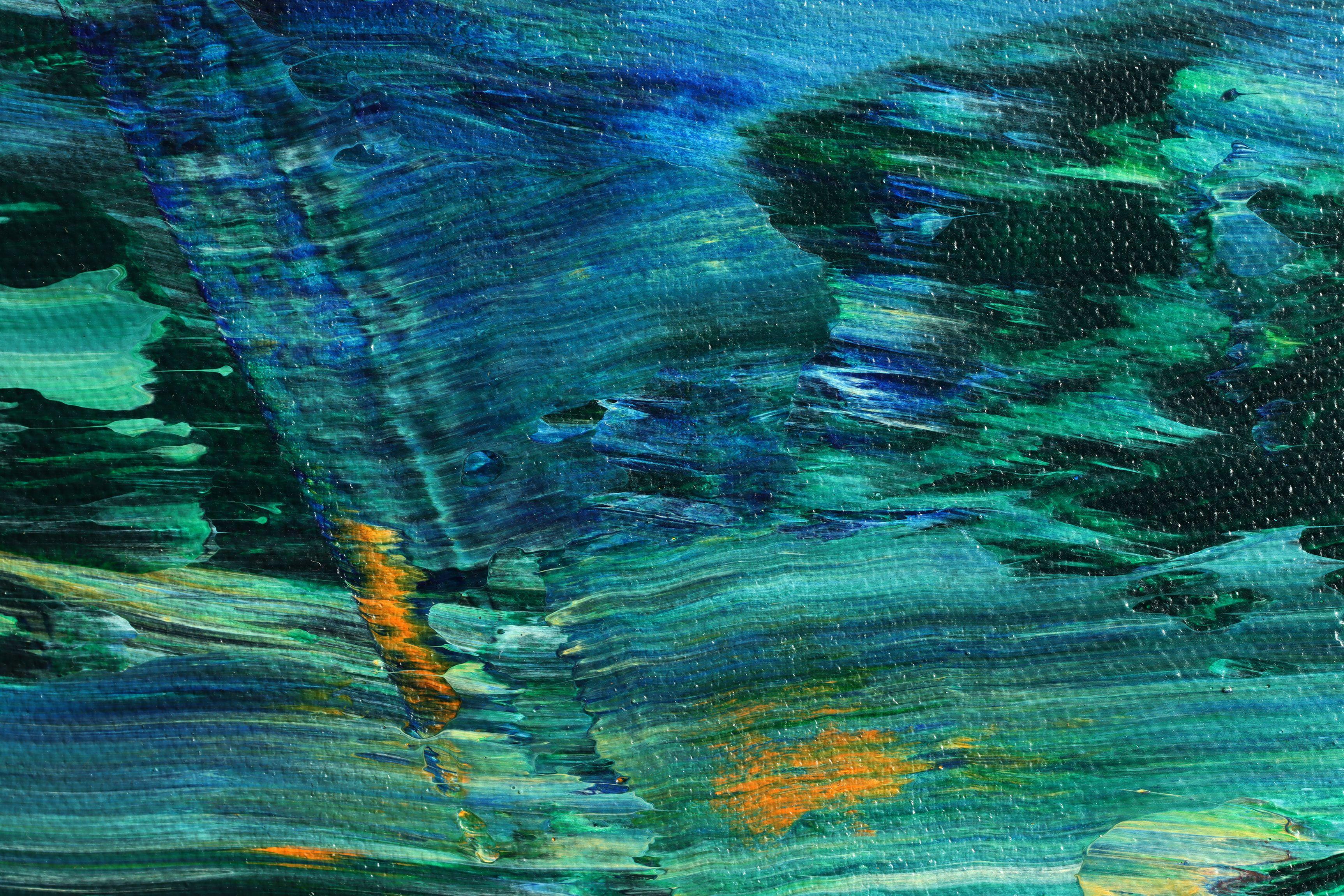 Serenidad submarina, Pintura, Acrílico sobre lienzo - Abstract Painting Azul de Nestor Toro