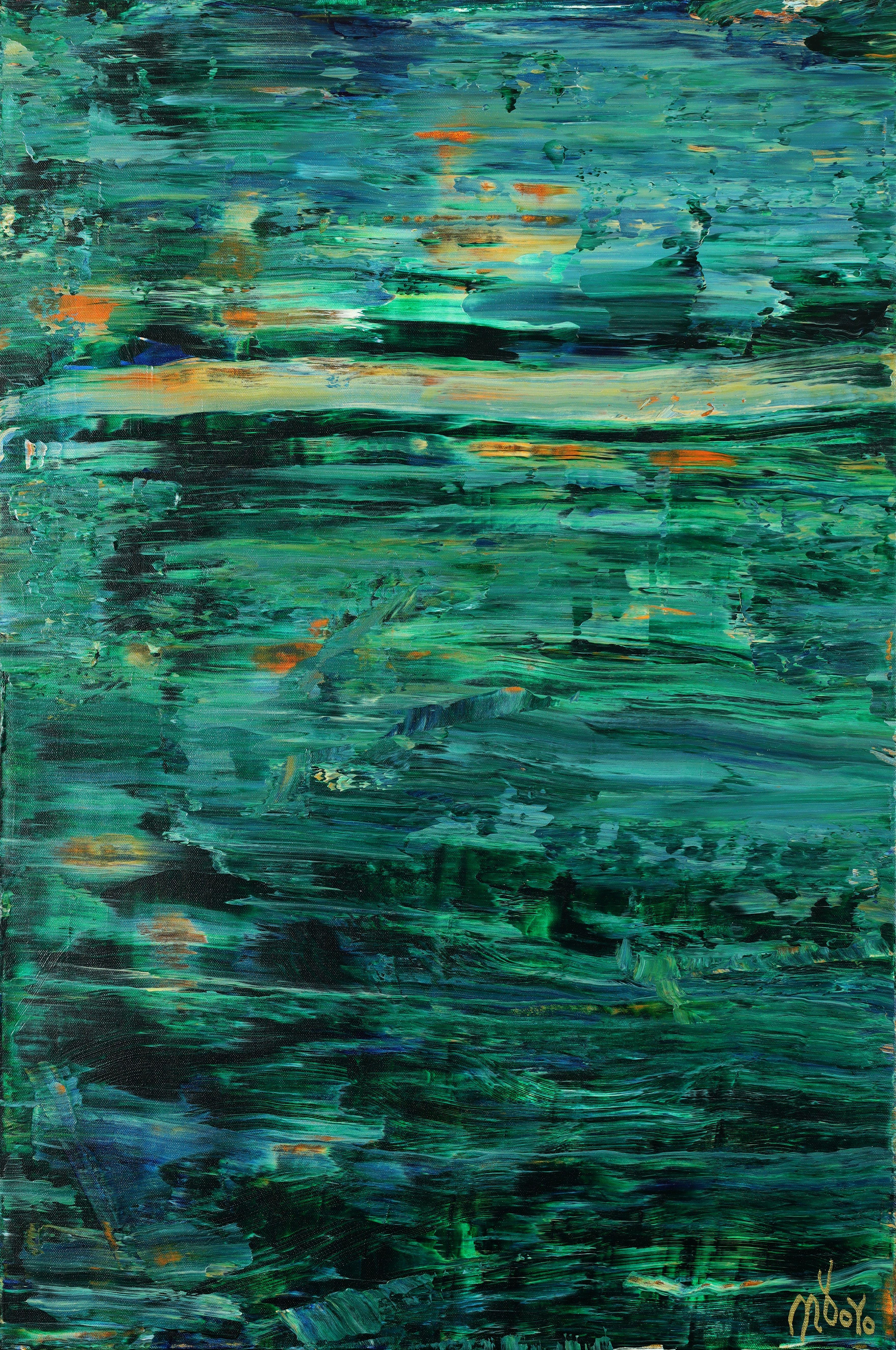 Nestor Toro Abstract Painting – Unterwasser Serenity, Gemälde, Acryl auf Leinwand