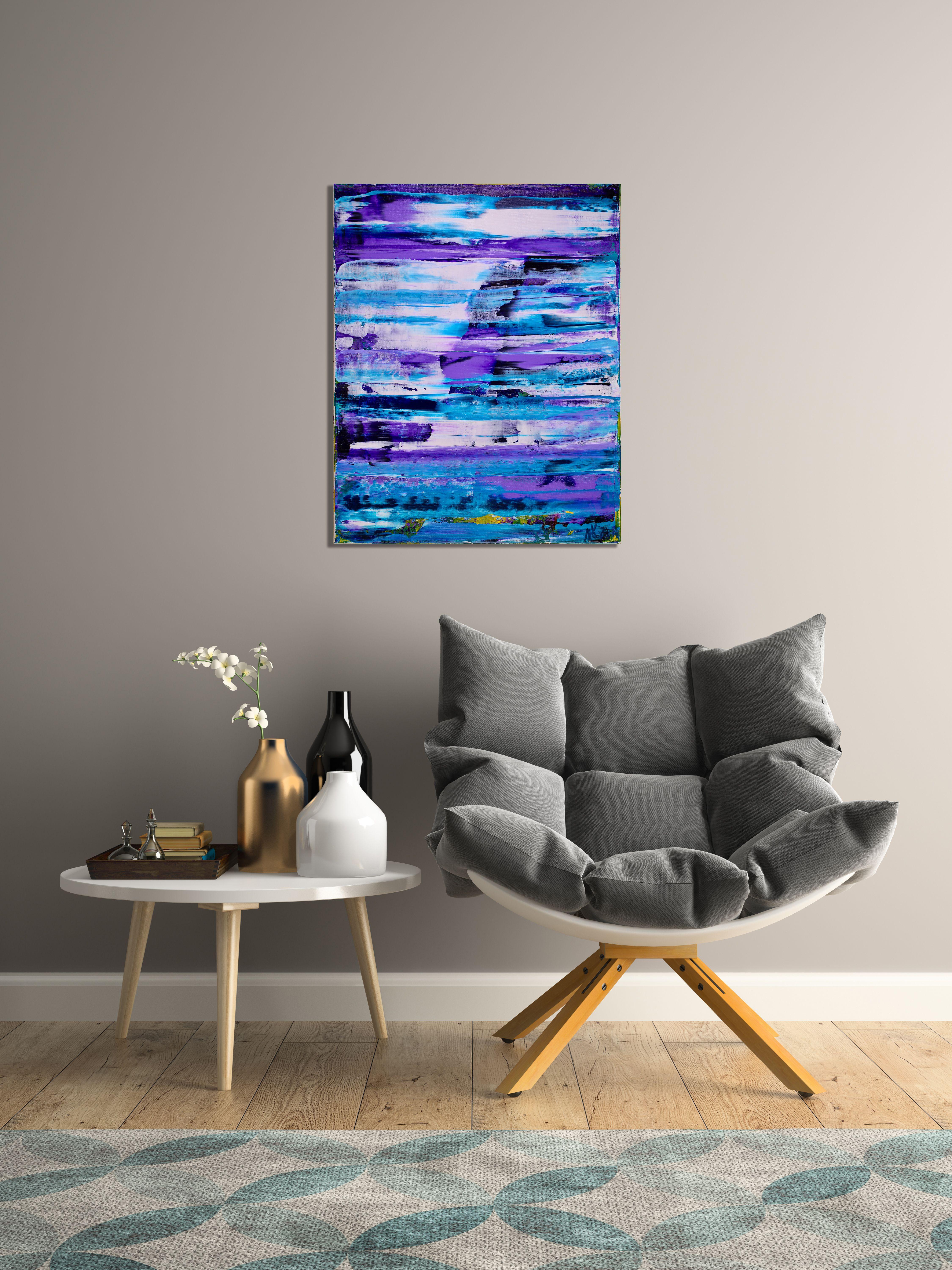 Turbolenza inaspettata 2, Pittura, Acrilico su tela - Abstract Painting Blu di Nestor Toro