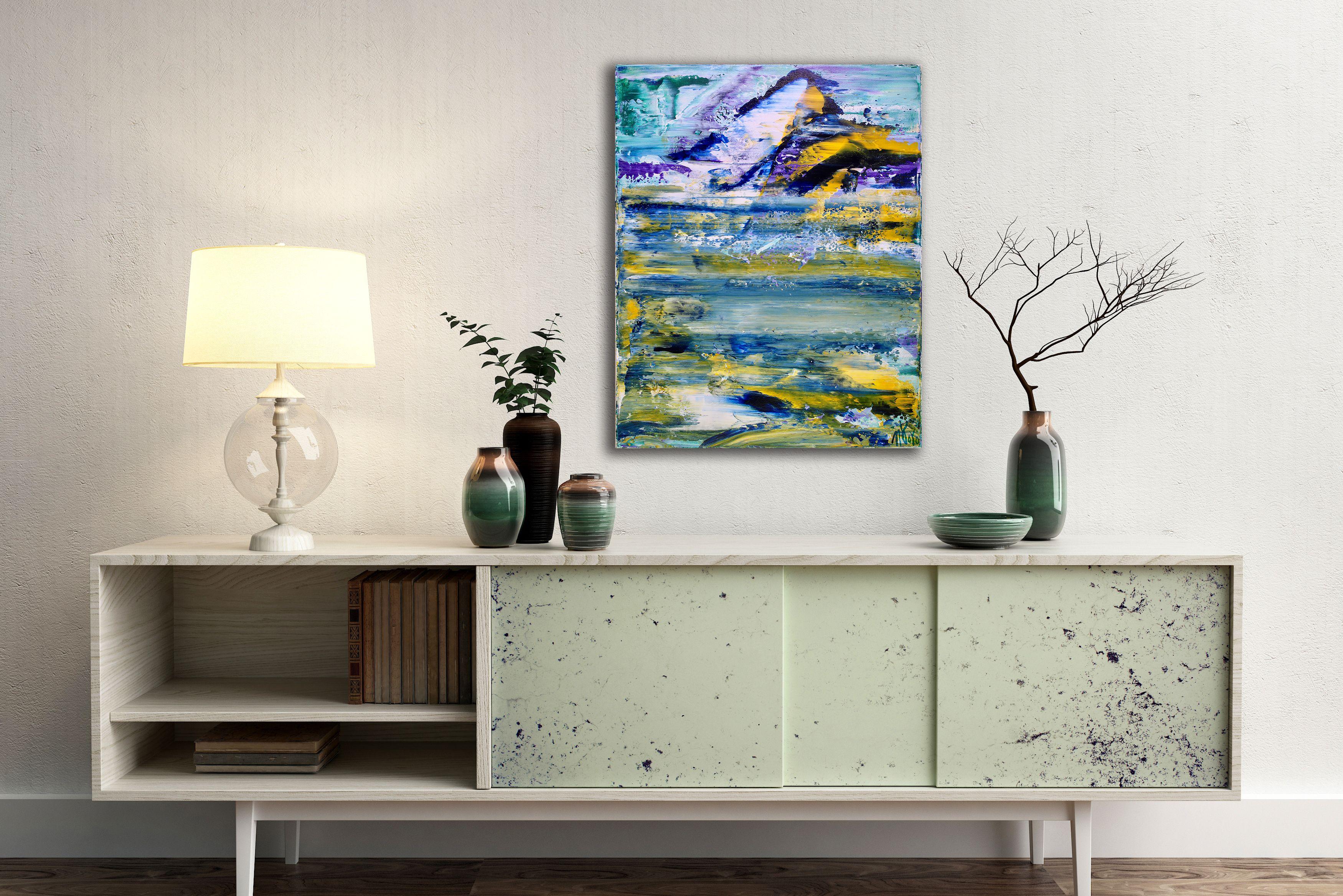 Turbolenza inaspettata 3, Pittura, Acrilico su tela - Abstract Painting Grigio di Nestor Toro