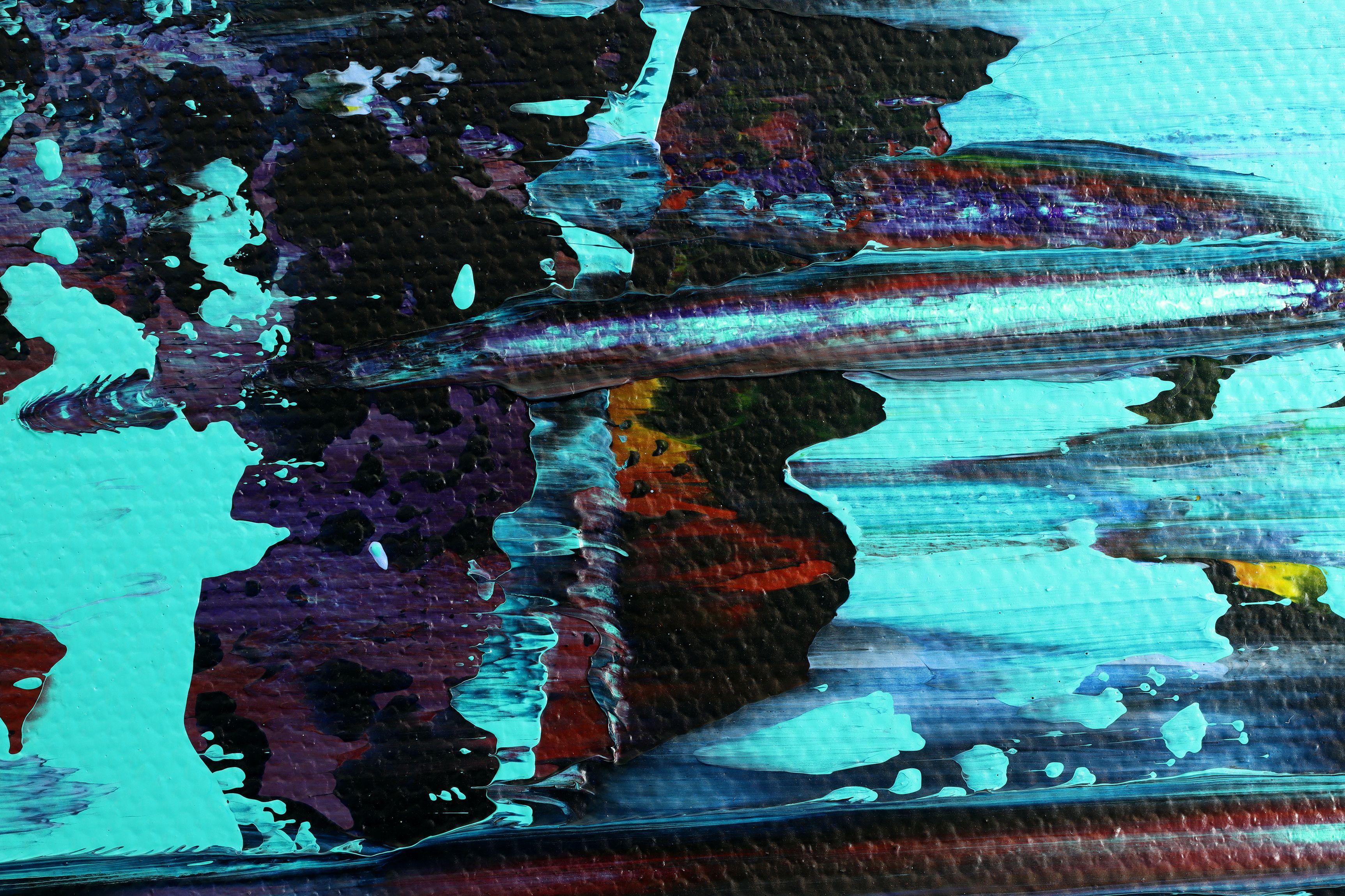 Up the Creek, Pittura, Acrilico su tela - Abstract Painting Blu di Nestor Toro