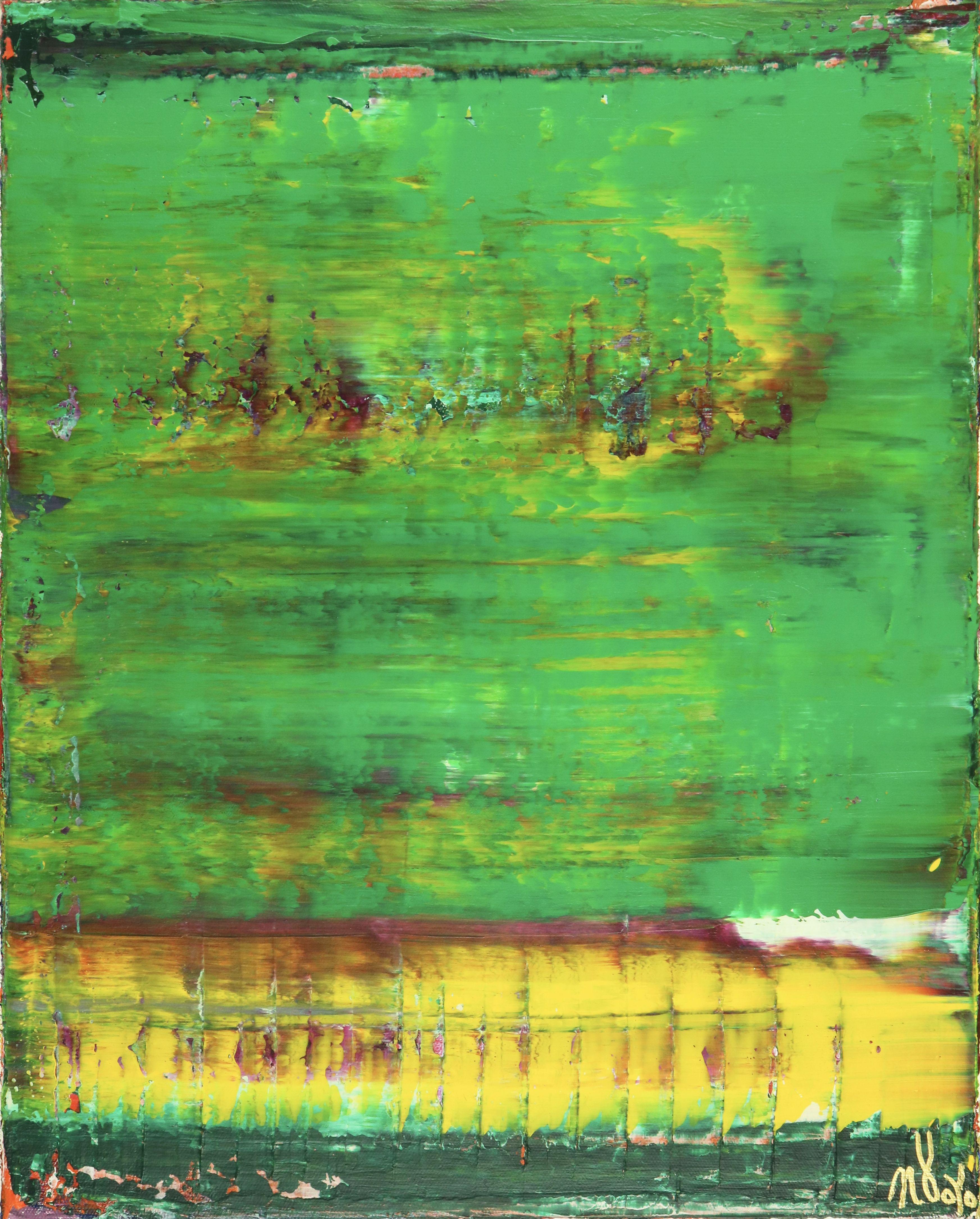 Nestor Toro Abstract Painting - Valley in green, Painting, Acrylic on Canvas