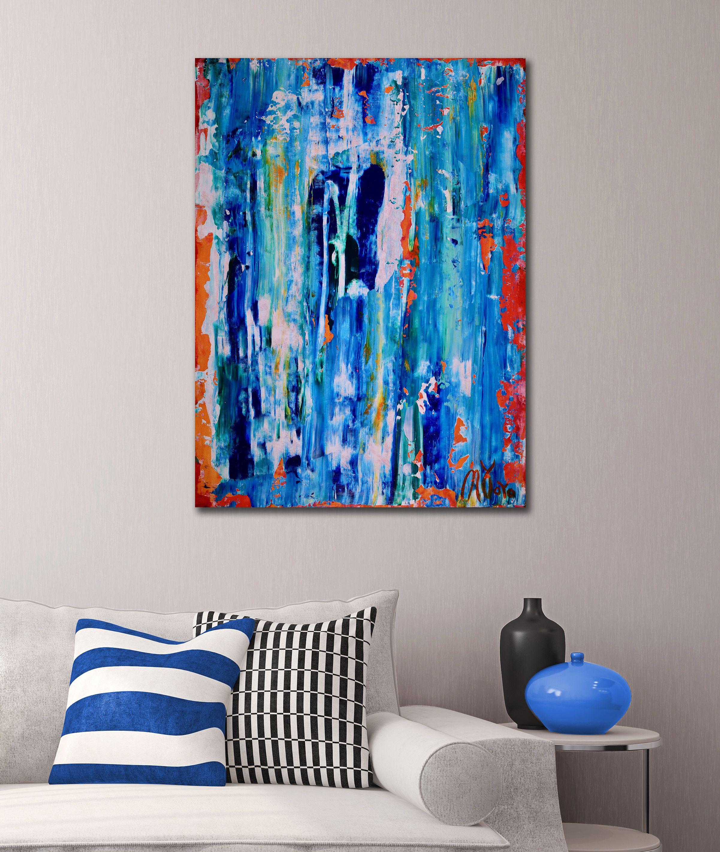 Vanishing Panorama (2018), Pittura, Acrilico su tela - Abstract Painting Blu di Nestor Toro