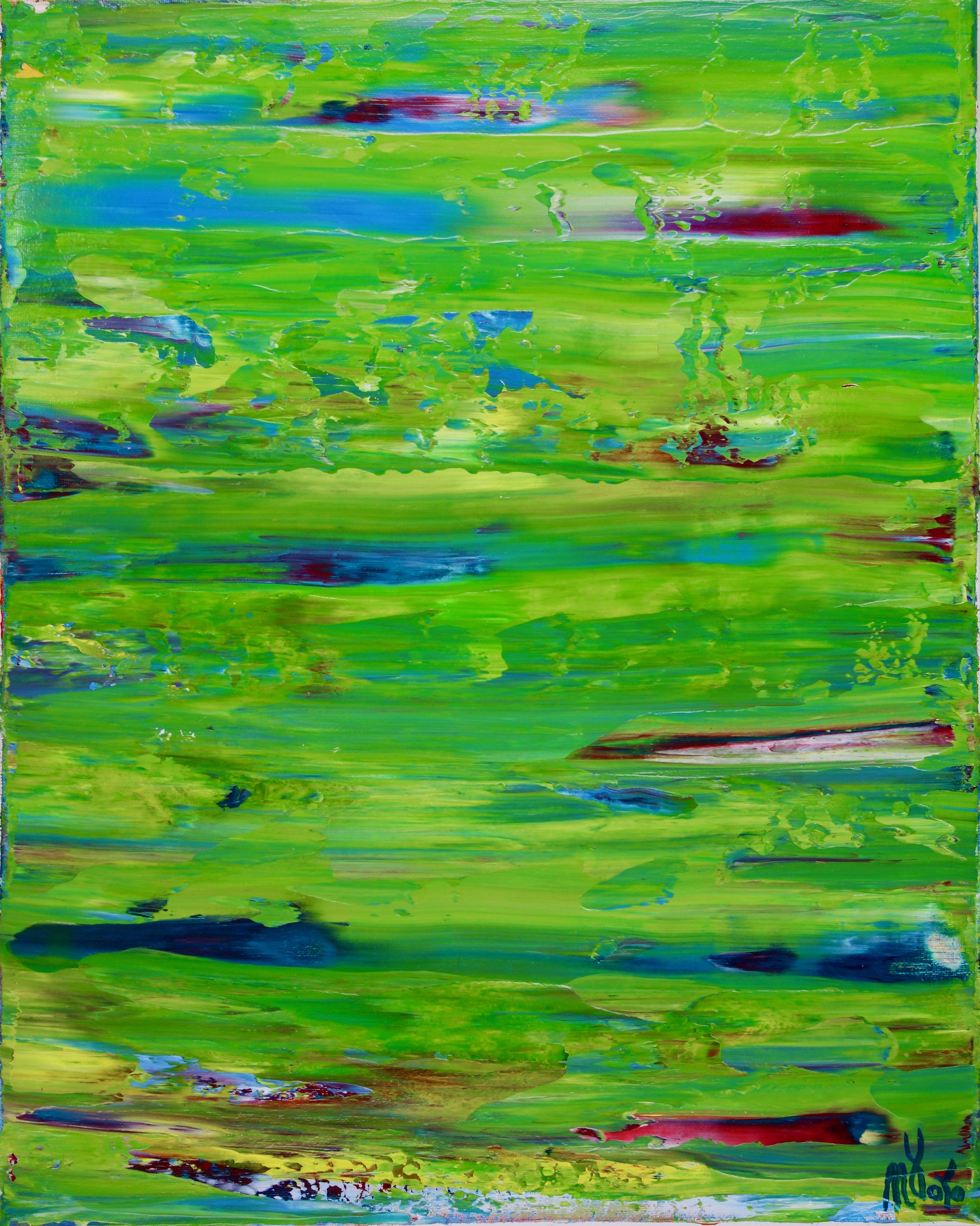 Abstract Painting di Nestor Toro - Verde Caribe 2, Pittura, Acrilico su tela