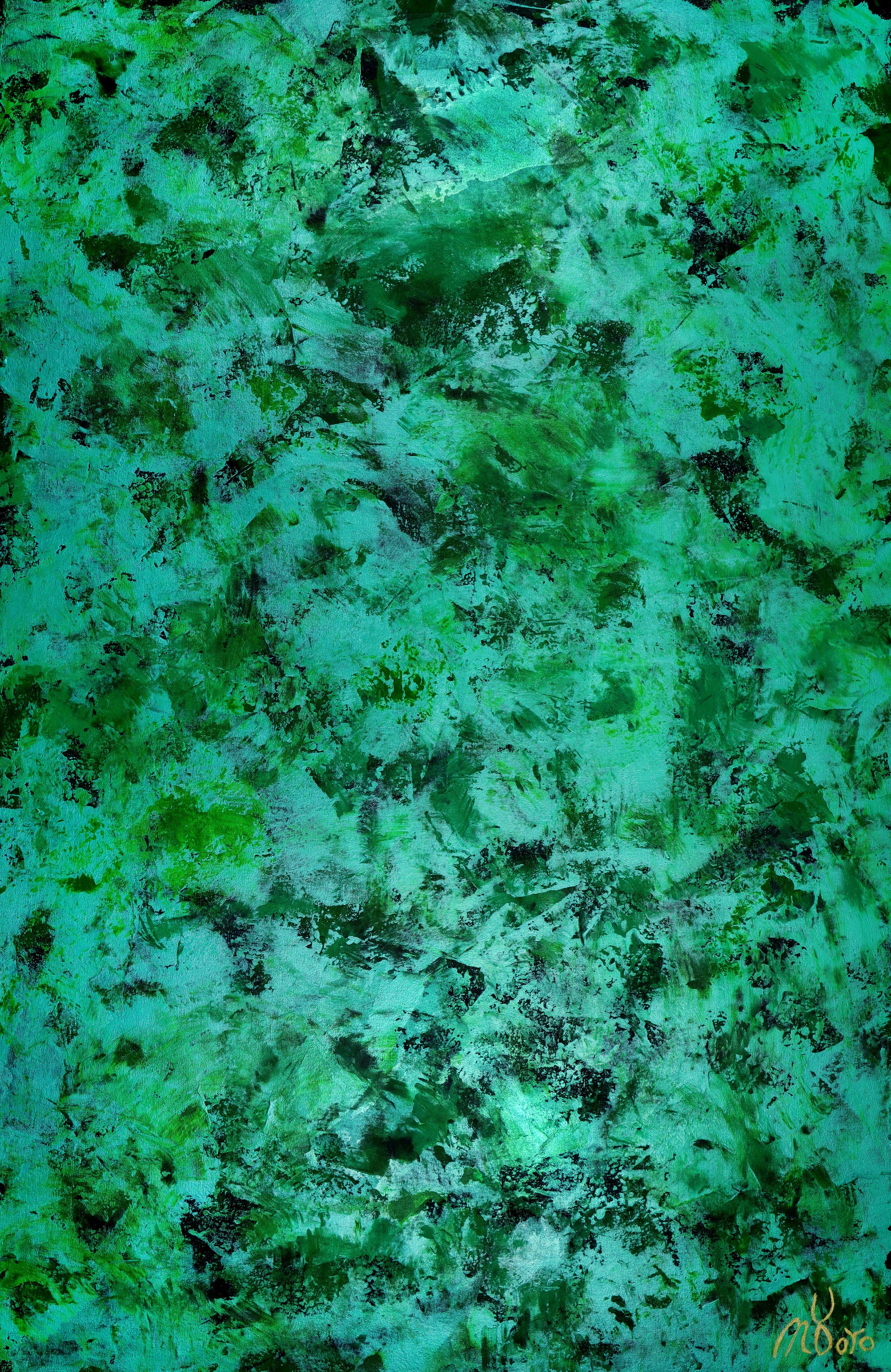 Nestor Toro Abstract Painting - Verdor spectra (Lush greenery), Painting, Acrylic on Canvas