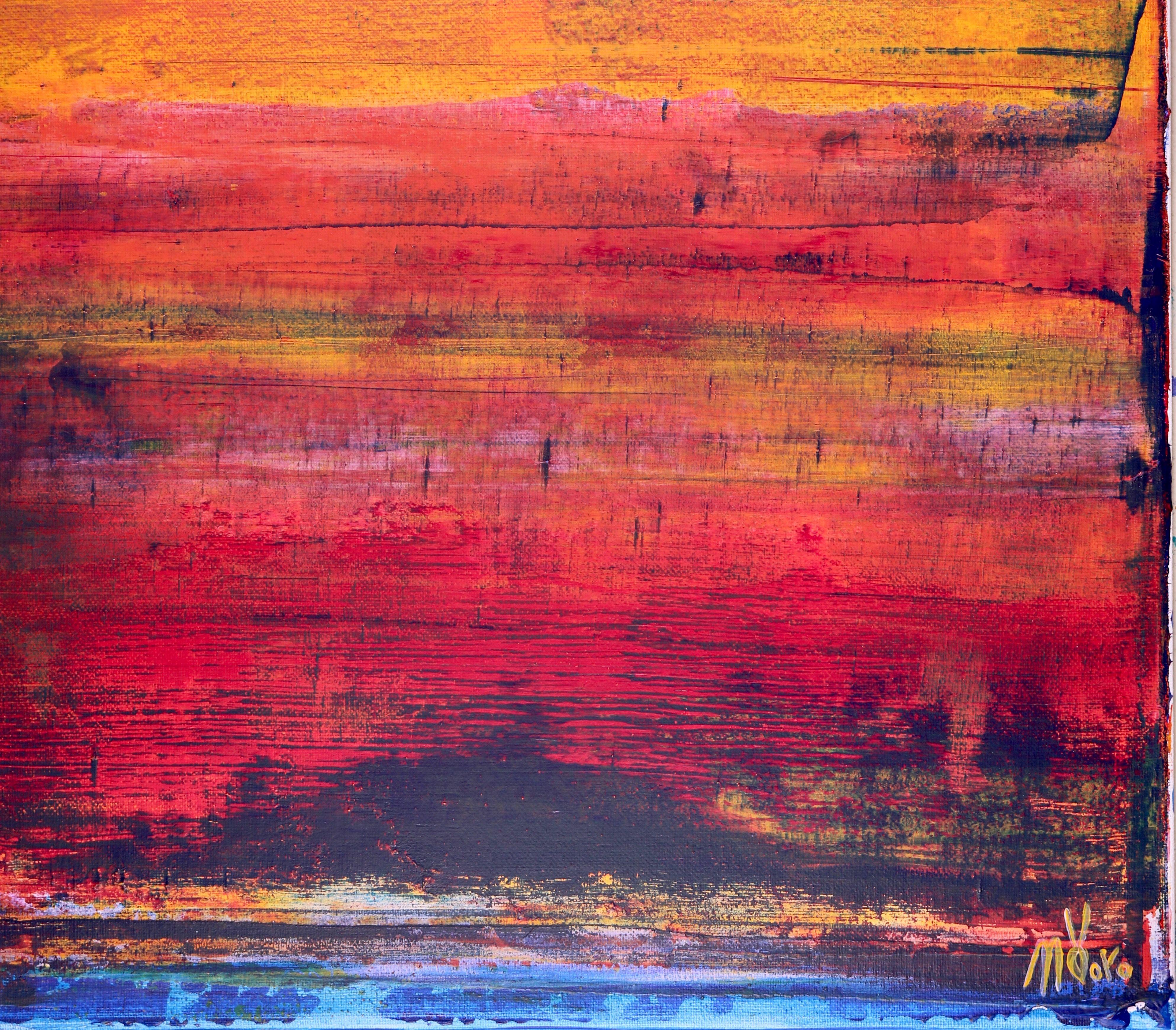 Terreno astratto vulcanico, Pittura, Acrilico su tela - Abstract Painting Rosso di Nestor Toro