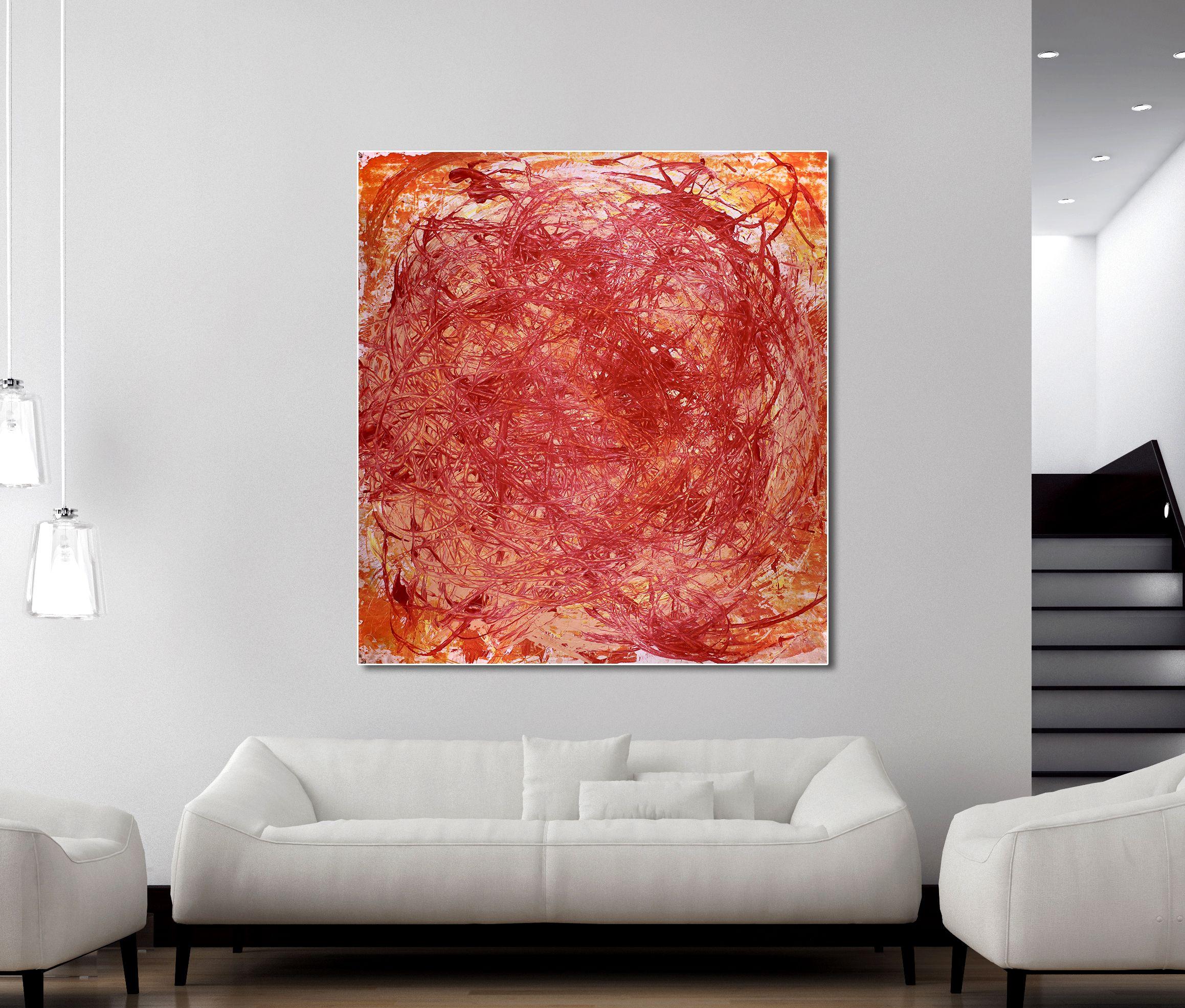Vortex in Orange, Painting, Acrylic on Canvas For Sale 1