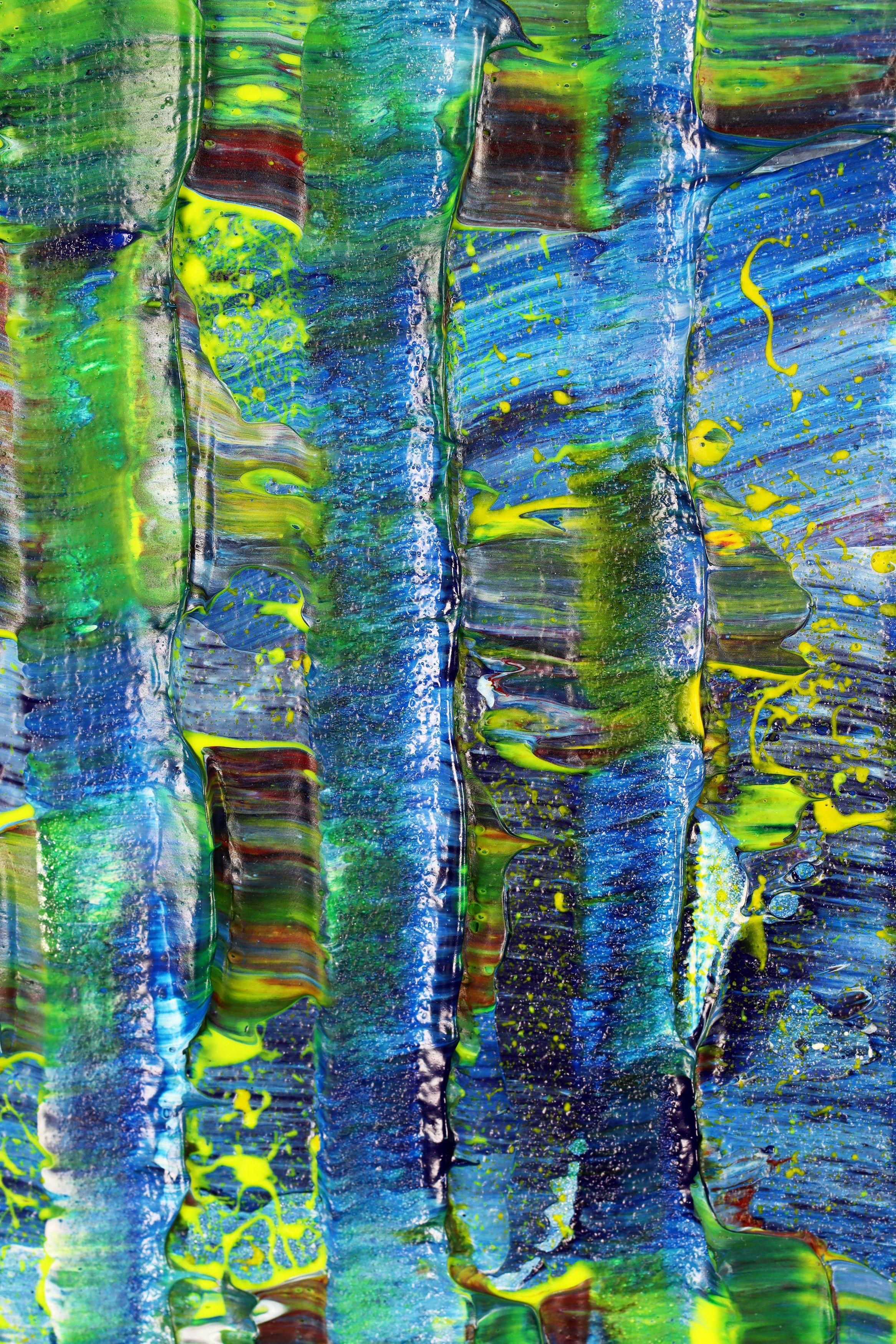 Water and forest, Painting, Acrylic on Canvas - Blue Abstract Painting by Nestor Toro