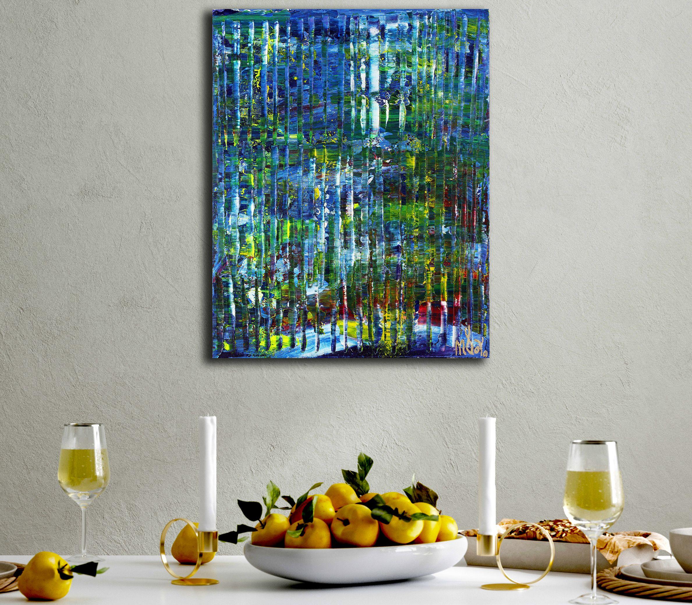 Wasser und Wald, Gemälde, Acryl auf Leinwand (Blau), Abstract Painting, von Nestor Toro