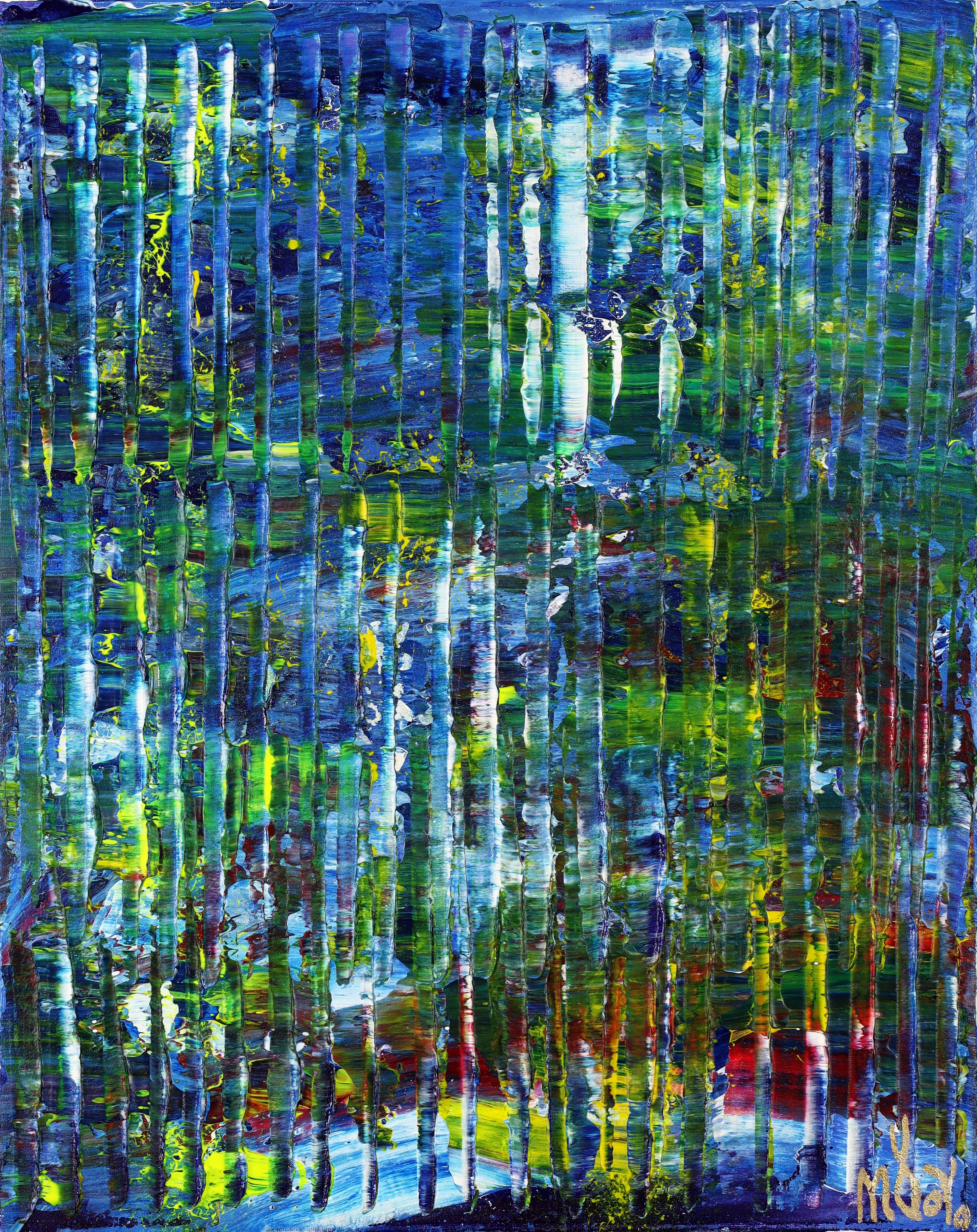 Nestor Toro Abstract Painting - Water and forest, Painting, Acrylic on Canvas