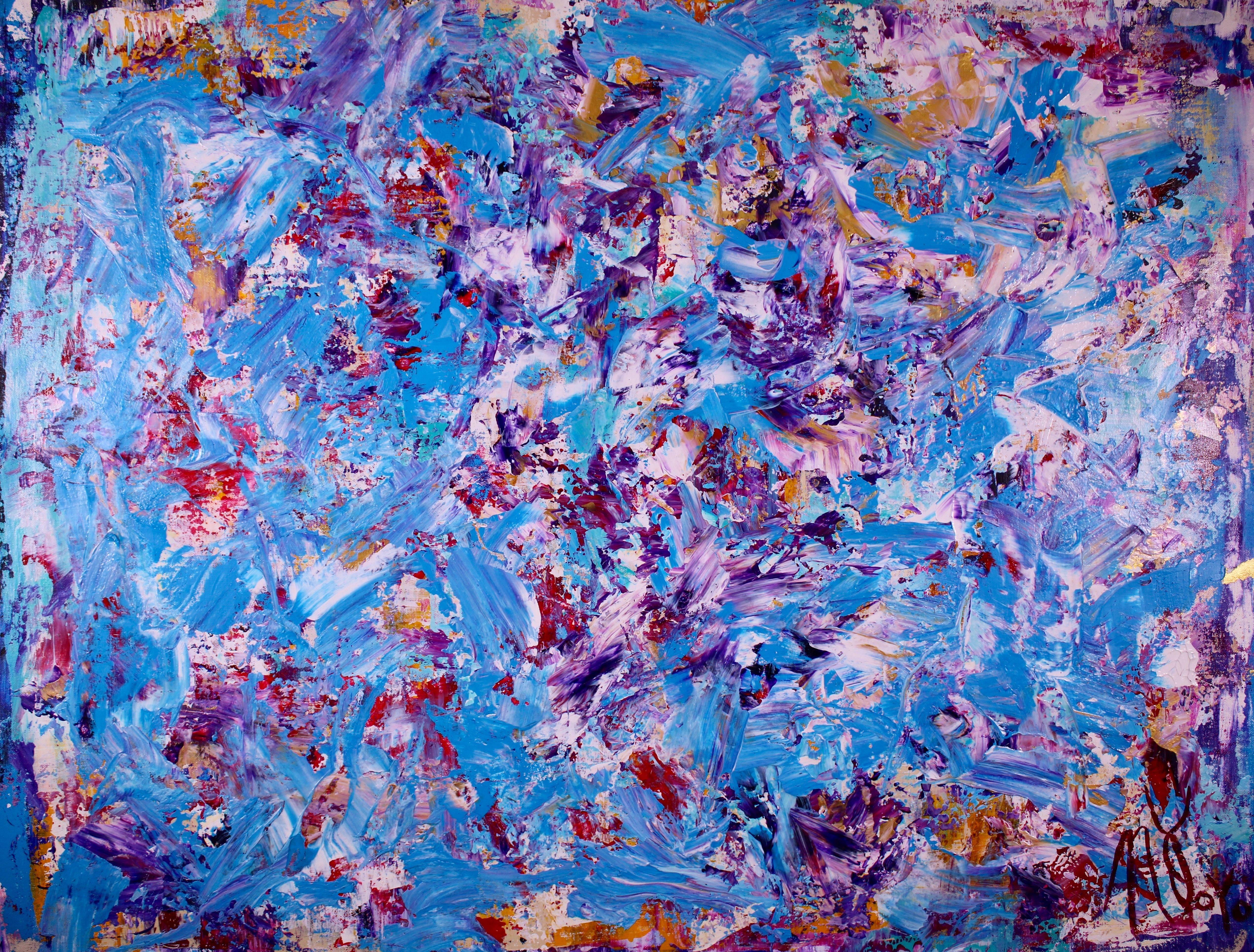 Nestor Toro Abstract Painting - Water Flow, Acrylic Painting on Canvas