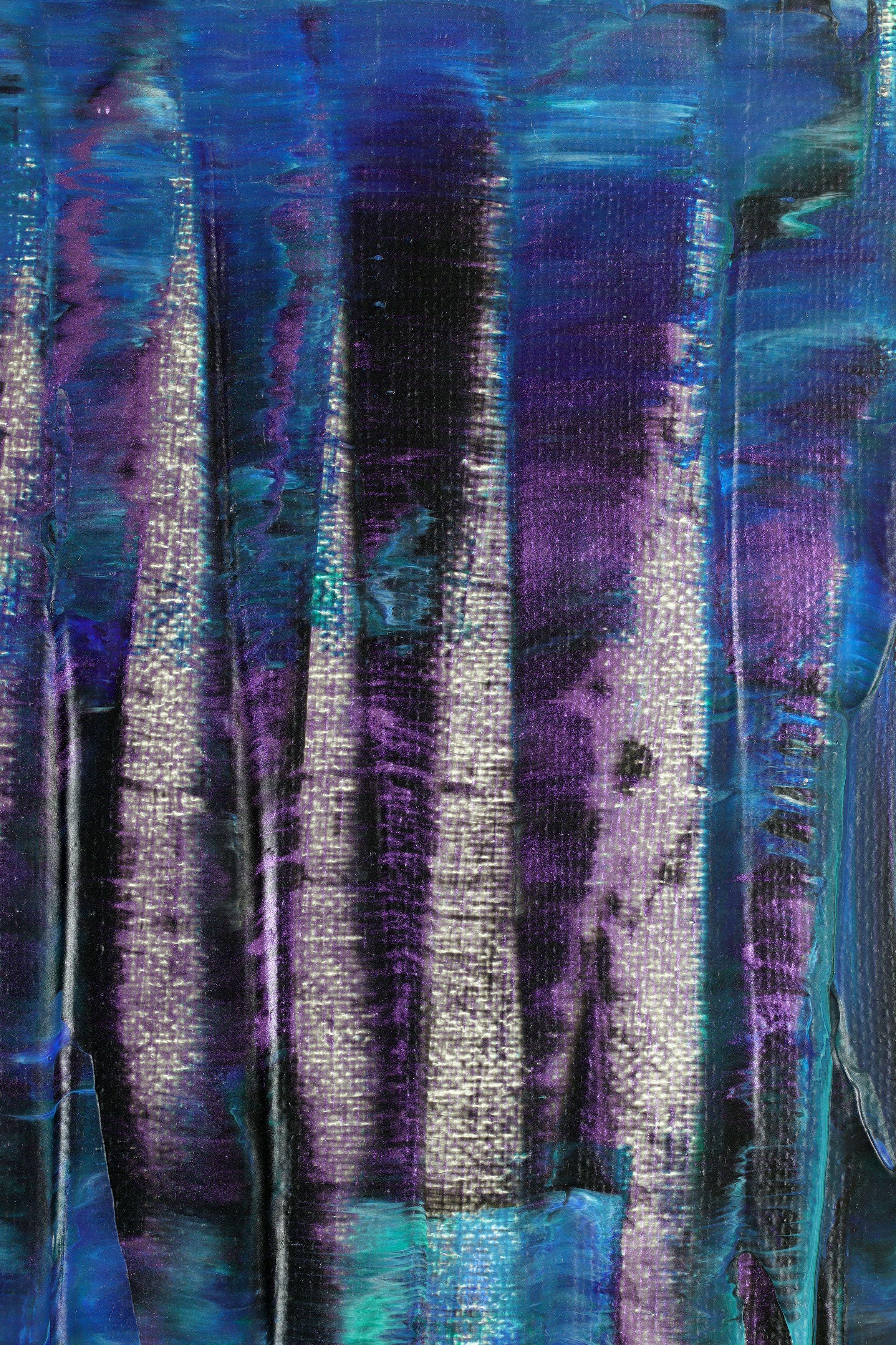     Inspirada en la naturaleza, pintura abstracta con atrevidas mezclas de colores, contrastes y detalles. ¡Textura con capas de verde, azul, turquesa, algo de blanco y morado!    Inspirado en los colores de la naturaleza con detalles intrincados