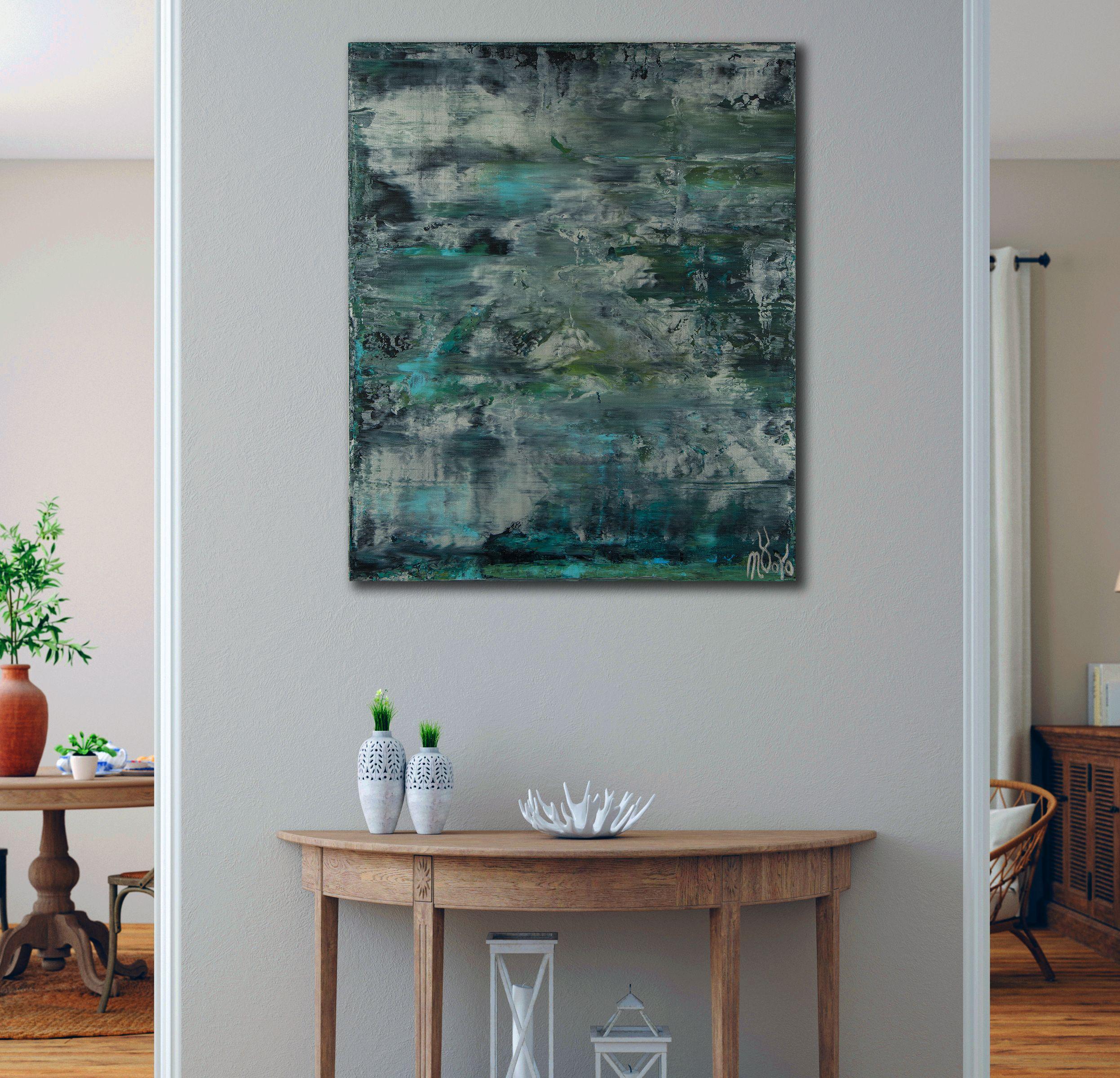 Wasserfluss (Nacht Wolken), Gemälde, Acryl auf Leinwand im Angebot 1