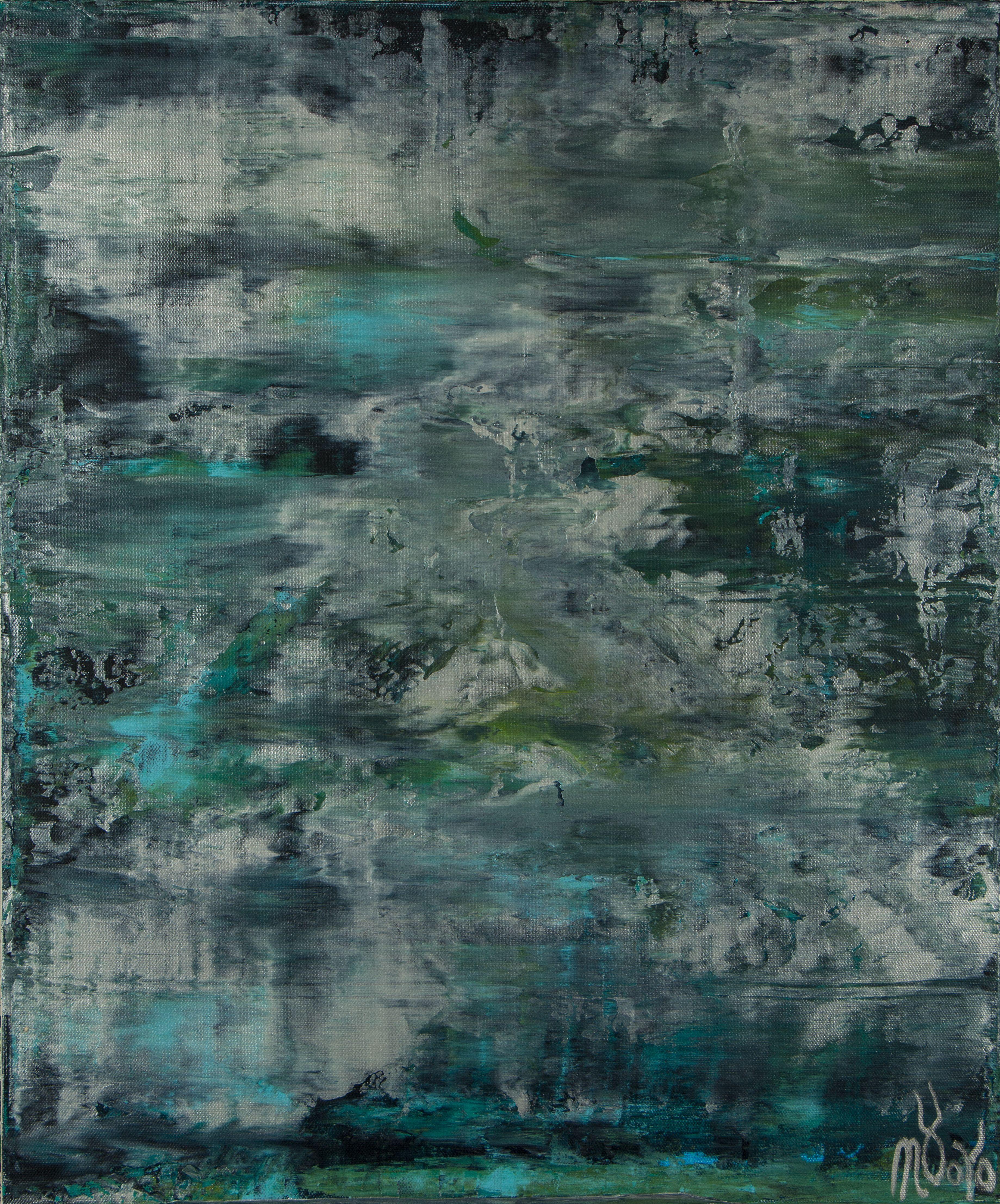 Nestor Toro Abstract Painting - Waterflow (Night Clouds), Painting, Acrylic on Canvas