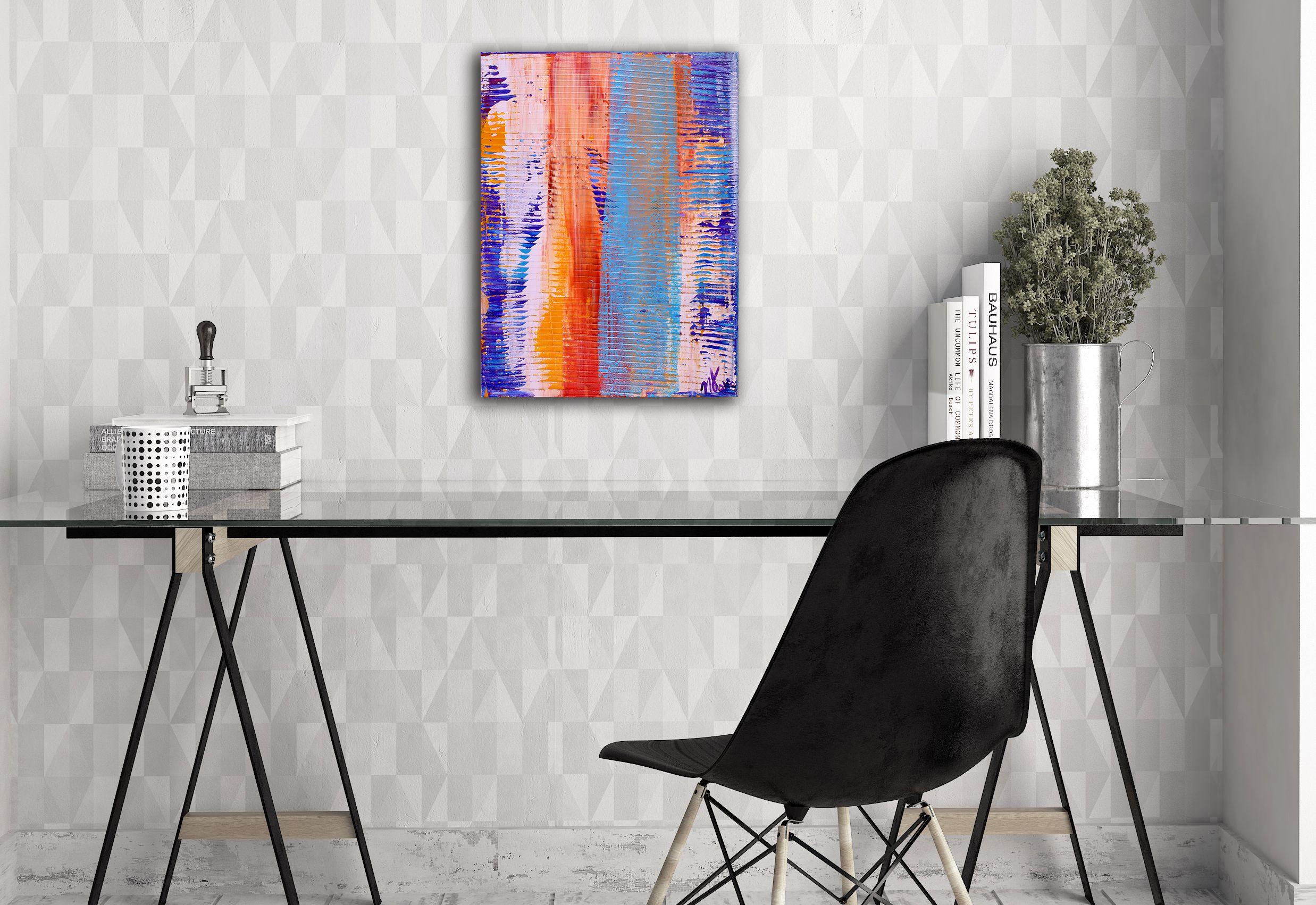 Finestre, Pittura, Acrilico su tela - Abstract Painting Grigio di Nestor Toro