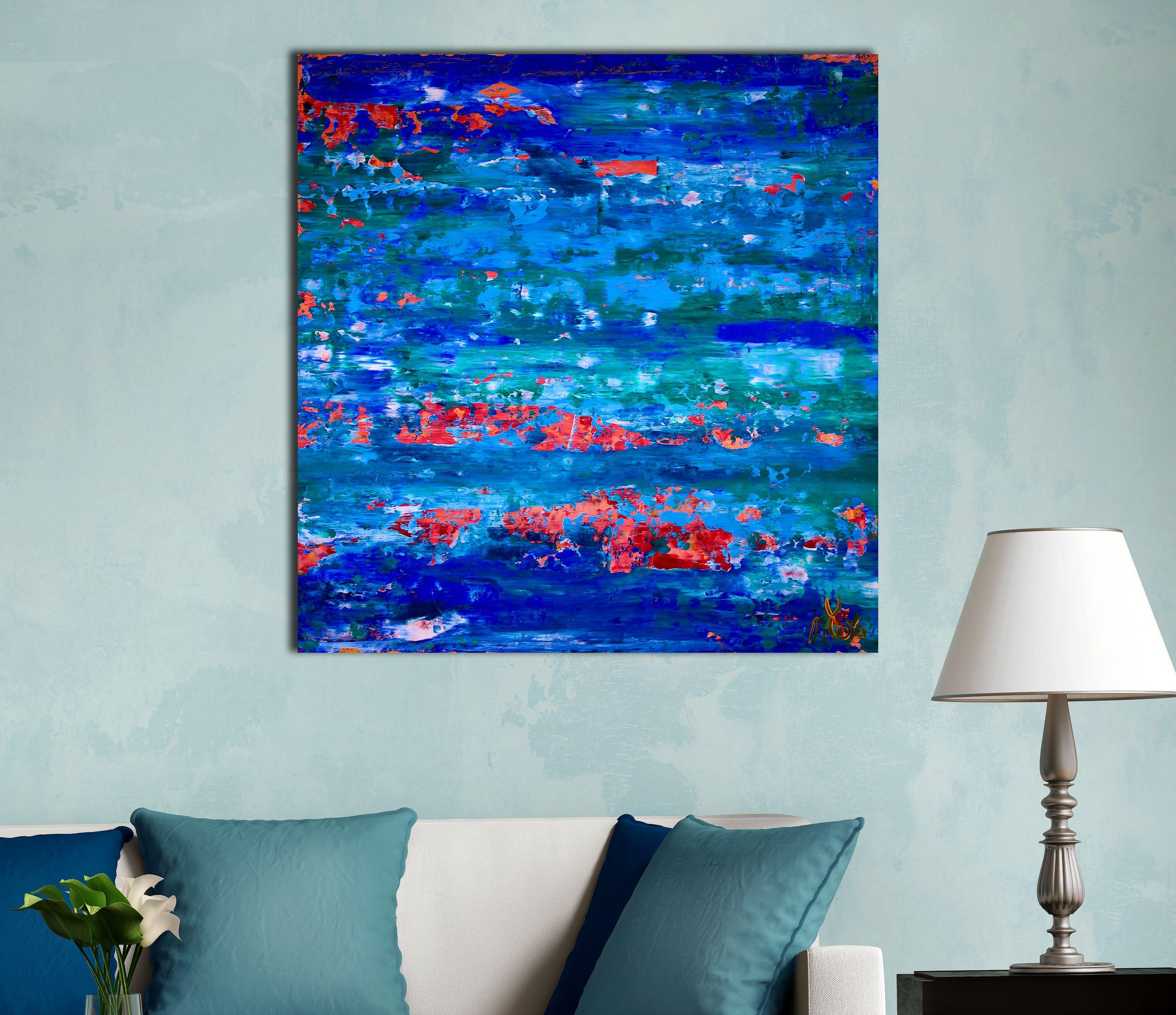 ORIGINAL ABSTRACT LANDSCAPE - BLISSFUL!     Nature inspired abstract green shades, blues and bright undertones. Signed    I only make original works. Each is a one of a kind so you will have the only one! My artwork is my passion and you can SEE