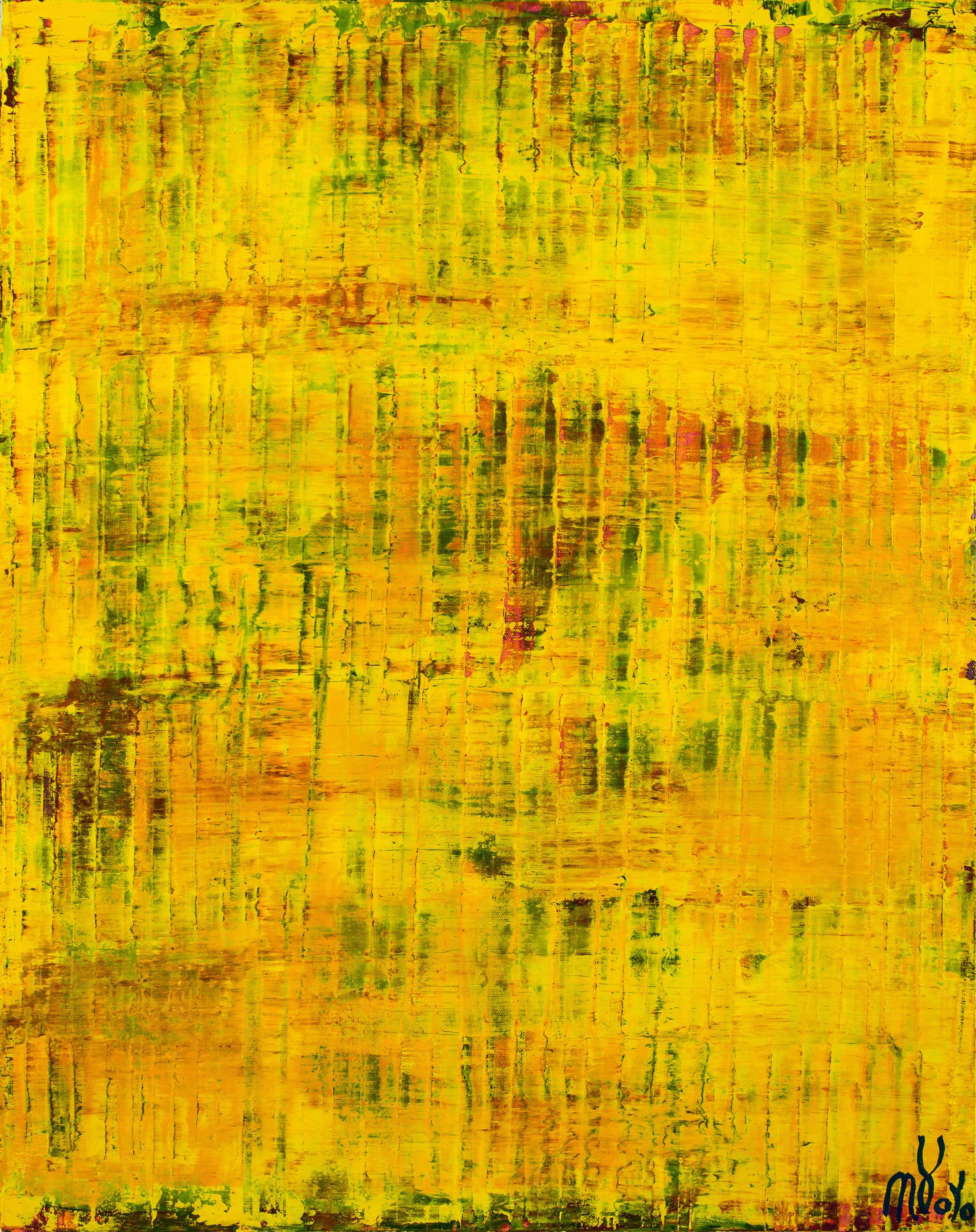 Nestor Toro Abstract Painting – Gelbe Wiedergeburt (Verlorene Lichter), Gemälde, Acryl auf Leinwand