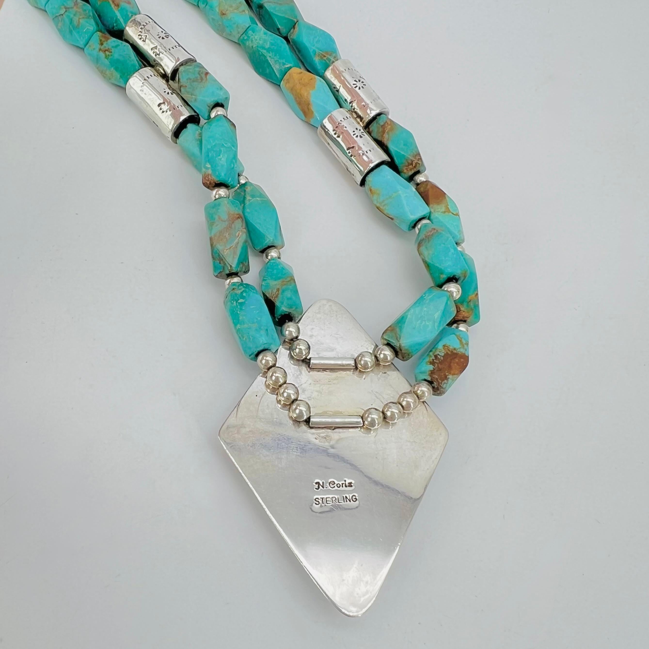 Nestoria Coriz Türkis-Halskette, Kewa-Künstler aus Santo Domingo Pueblo NM im Angebot 2