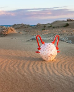 Nestoris Decorative Vase in Red Marbled Ceramic by Stella Orlandino