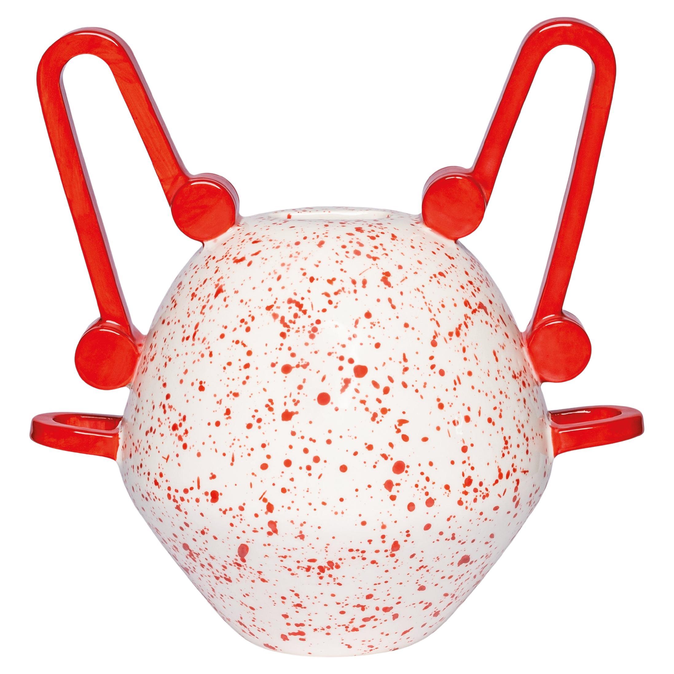 Nestoris Decorative Vase in Red Marbled Ceramic by Stella Orlandino For Sale