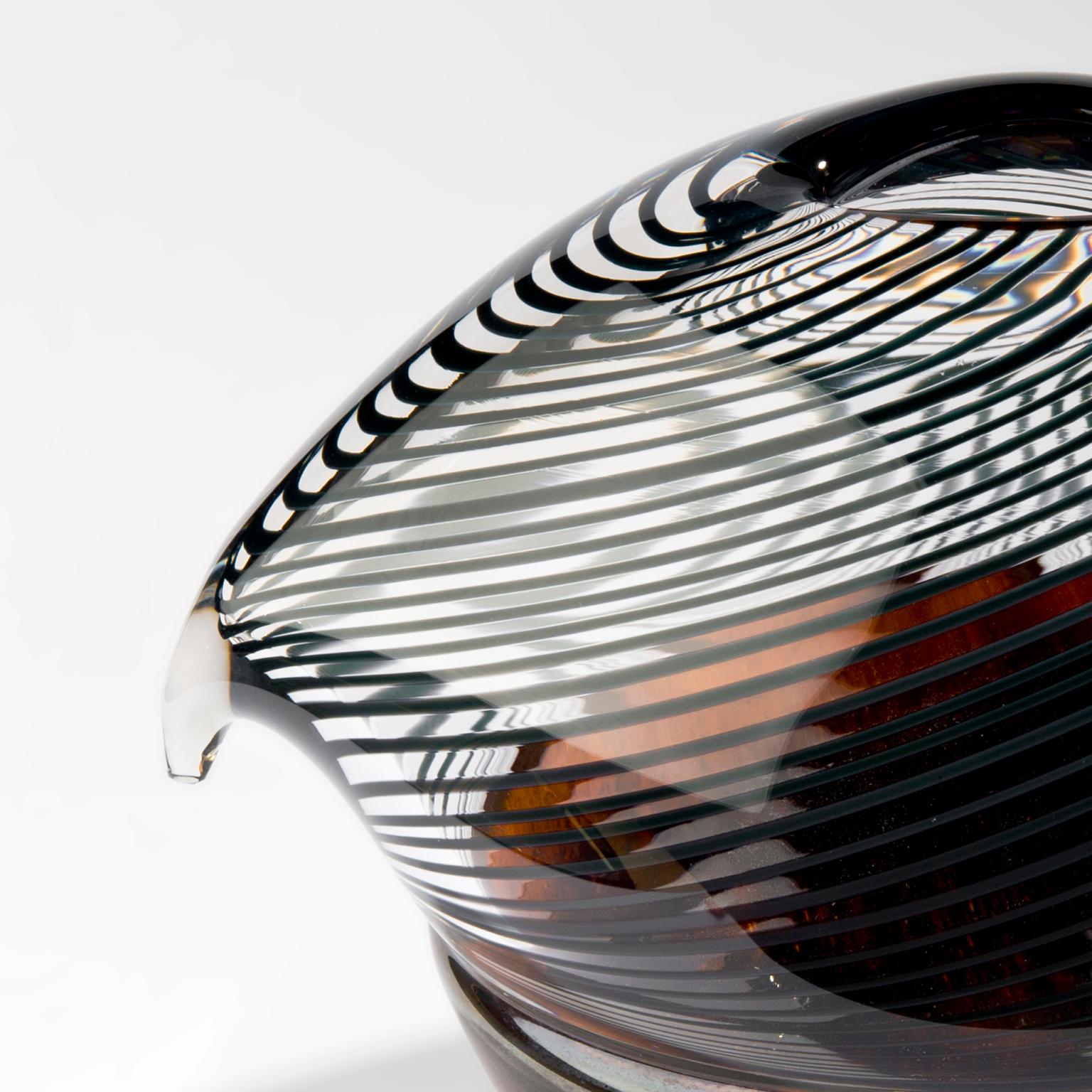 Dutch Glass object. Net Bird - Handblown copper glass and clear net glass attached. For Sale