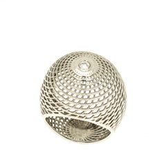 18 Karat White Gold  Diamond Bombe Ring, Cocktail Ring  White Gold Dome Ring