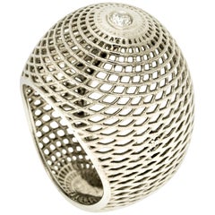 18 Karat Weißgold  Diamant Bombe-Ring, Cocktail-Ring  Kuppelring aus Weißgold