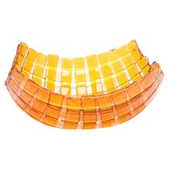 Net Medium Resin Basket in Clear Ruby and Amber by Enzo Mari