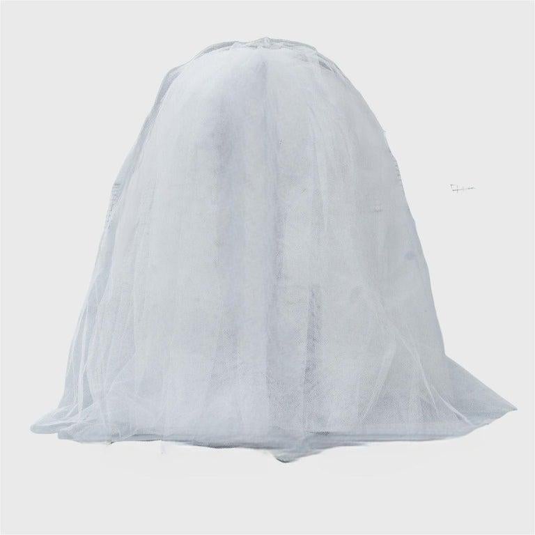 Net Wedding Veil with Silk Flowers Head Piece and Net Embroidered Communion Veil In Good Condition For Sale In London, GB