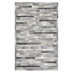 Neta, Contemporary Cowhide Handmade Area Rug, Grey