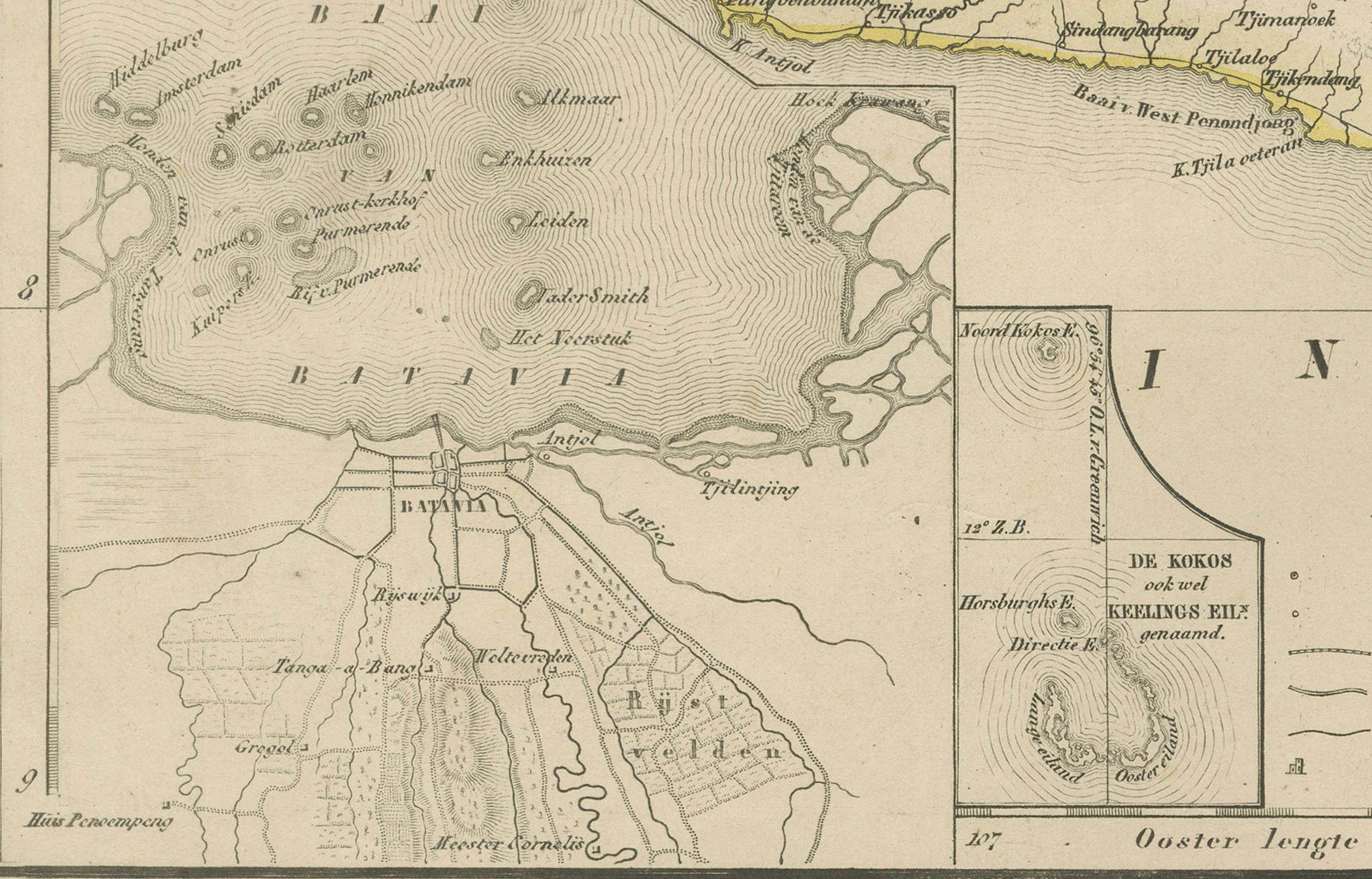 Mapa de las Indias Orientales Holandesas con recuadro de Java - Nieuwe Hand-Atlas, 1876 en venta 2