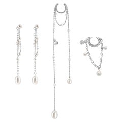 Netique Ear Set in 925 Sterling Silver & Freshwater Pearls by O Sh