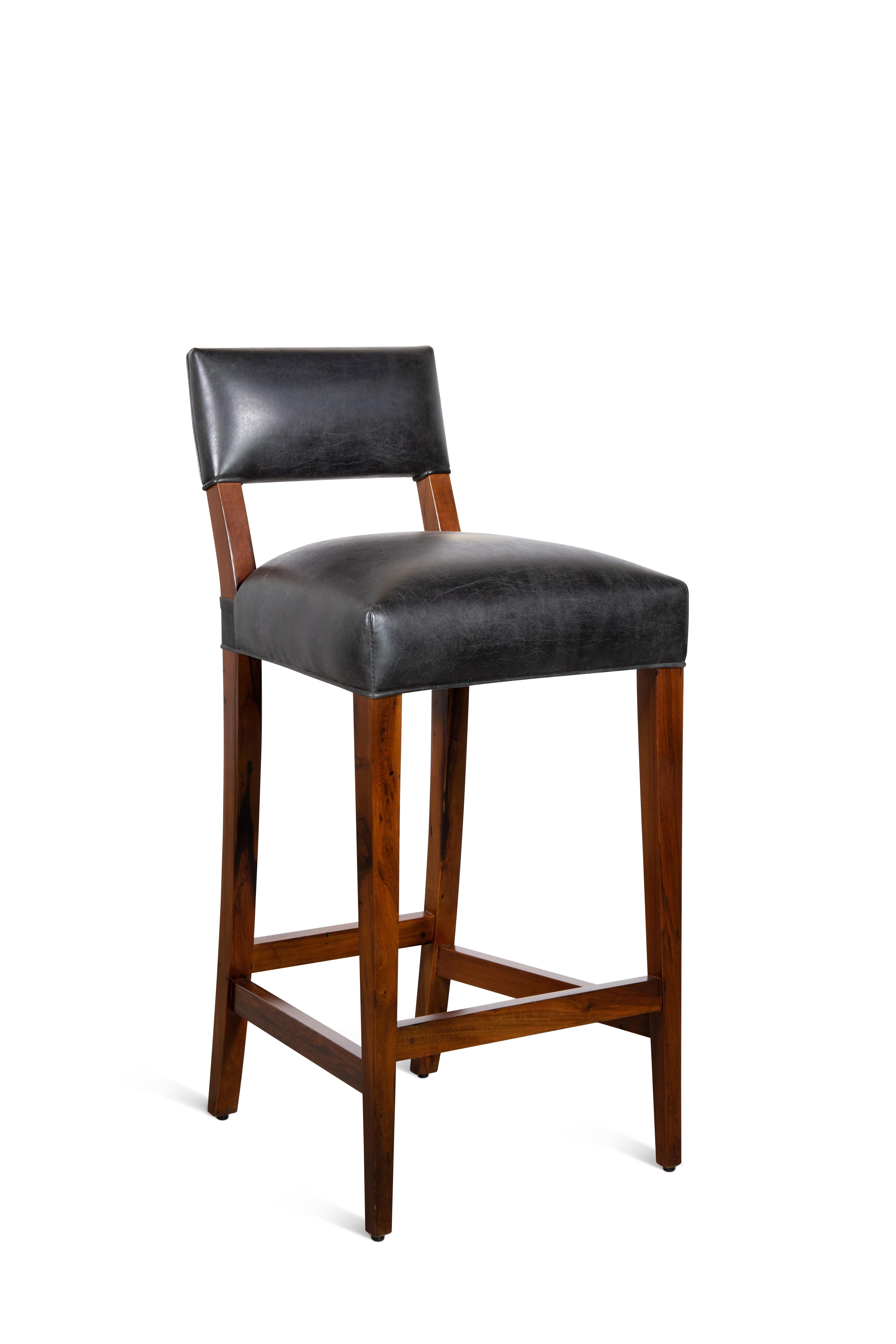Neto Modern Stool from Costantini in Rosewood Frame and Argentine Leather  For Sale 2