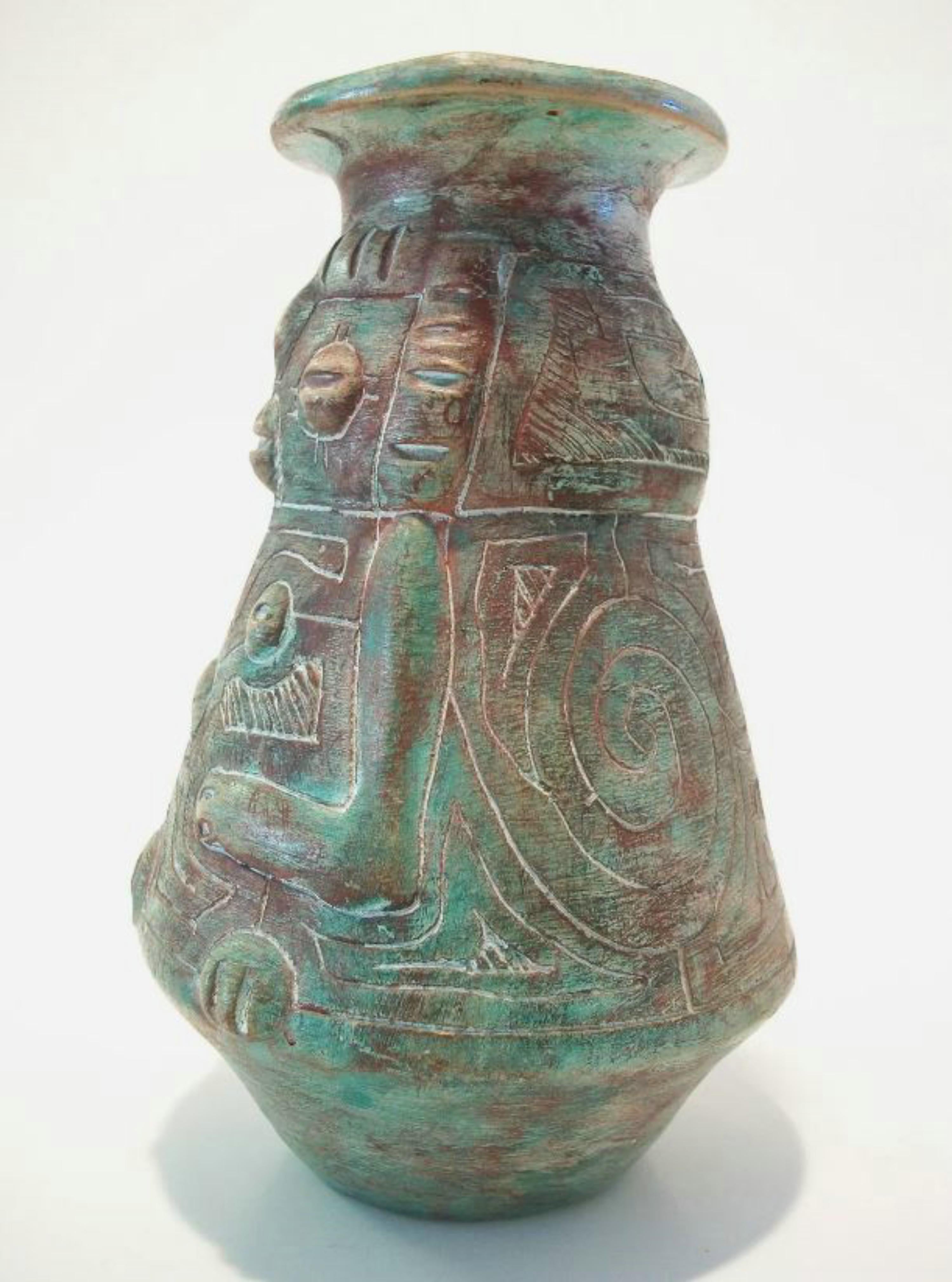 Fatto a mano NETO PARA - Vaso d'epoca in ceramica smaltata e incisa - Brasile - Circa 1970 in vendita