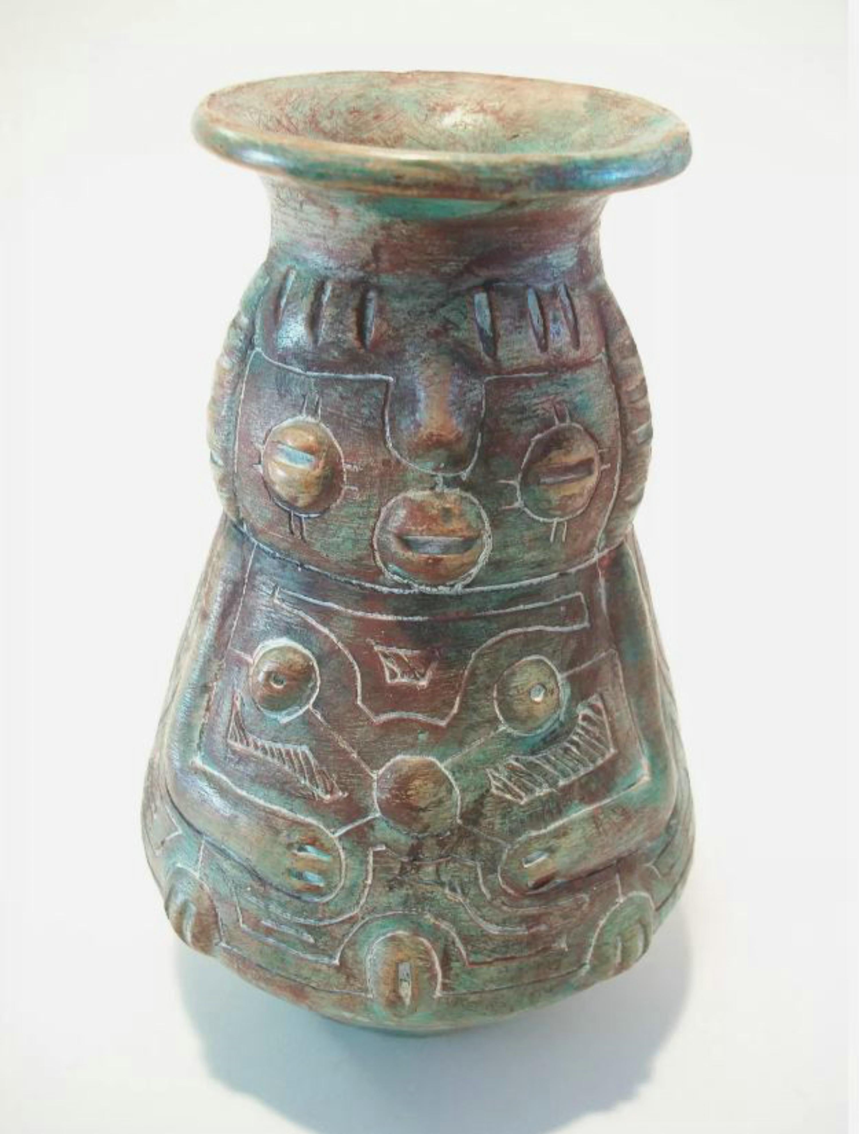 NETO PARA - Vaso d'epoca in ceramica smaltata e incisa - Brasile - Circa 1970 In condizioni buone in vendita a Chatham, ON