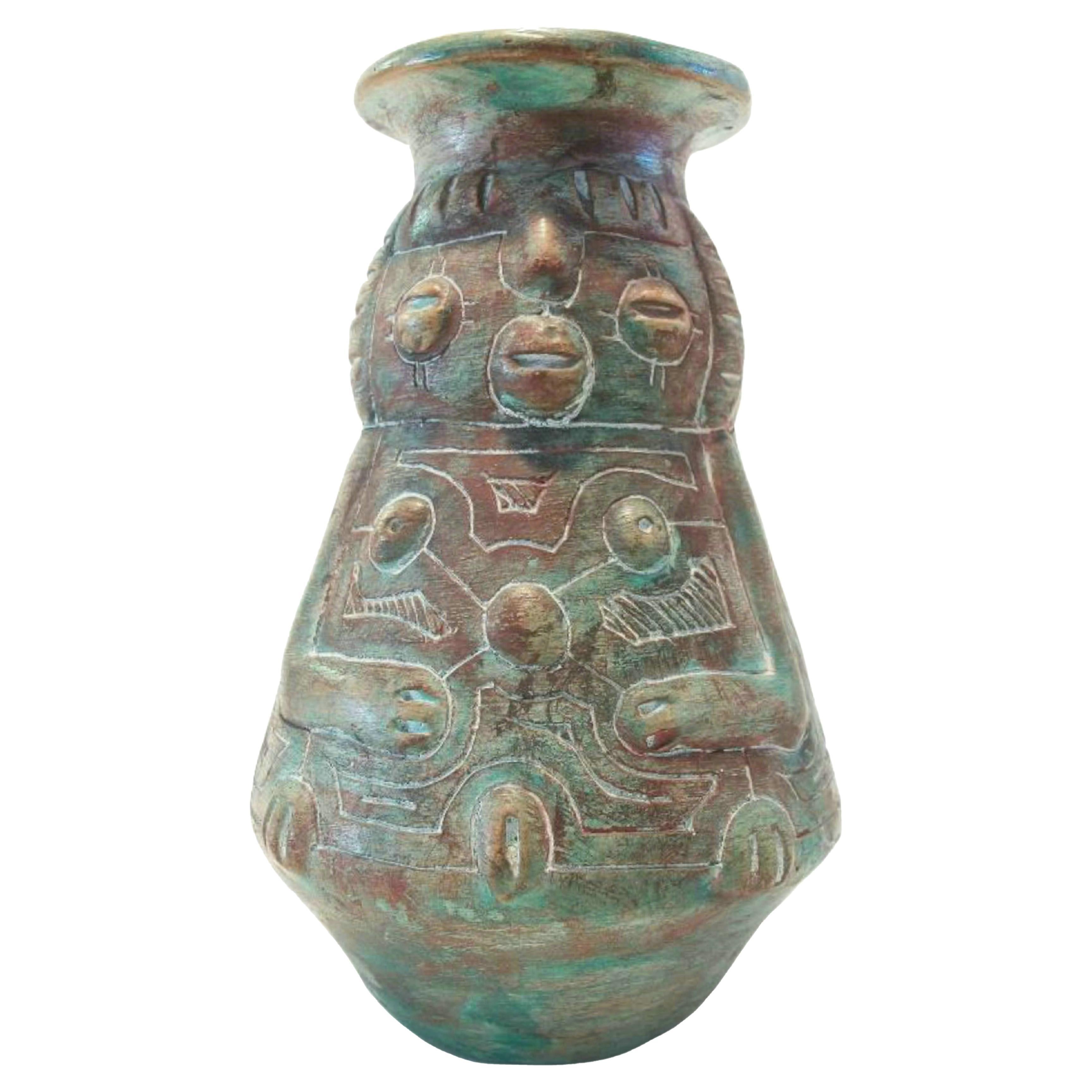 NETO PARA - Vaso d'epoca in ceramica smaltata e incisa - Brasile - Circa 1970 in vendita