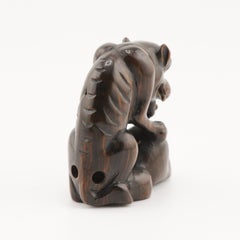 Netsuke 20th C Japanese Japan Dog eating Skull