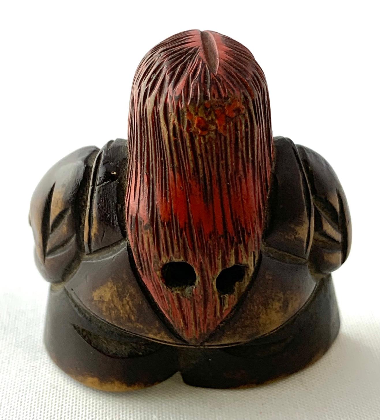 Meiji Netsuke di un Oni, un demone del folklore giapponese, Wood, inizio XX secolo in vendita