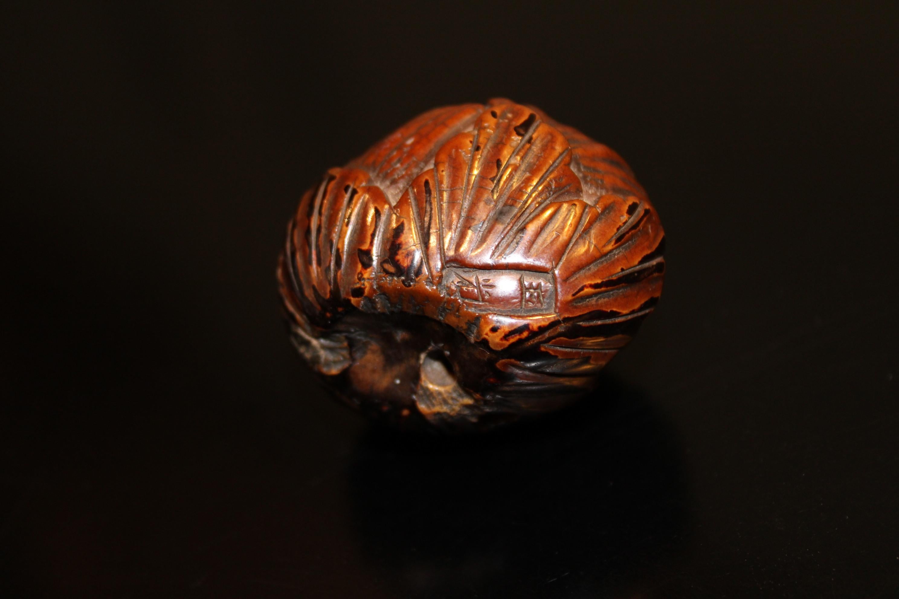 Boxwood Netsuke Signed, Japan, Early 20th Century  For Sale
