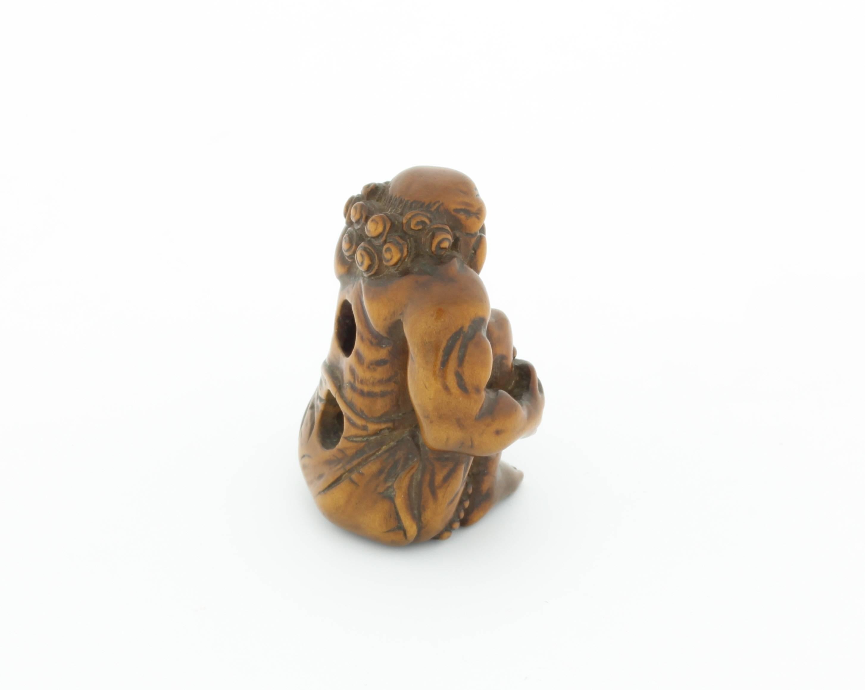 Hand-Carved Netsuke, Wood, Accessory, Fashion, 19th century, Antique, Woodcraft, Carving