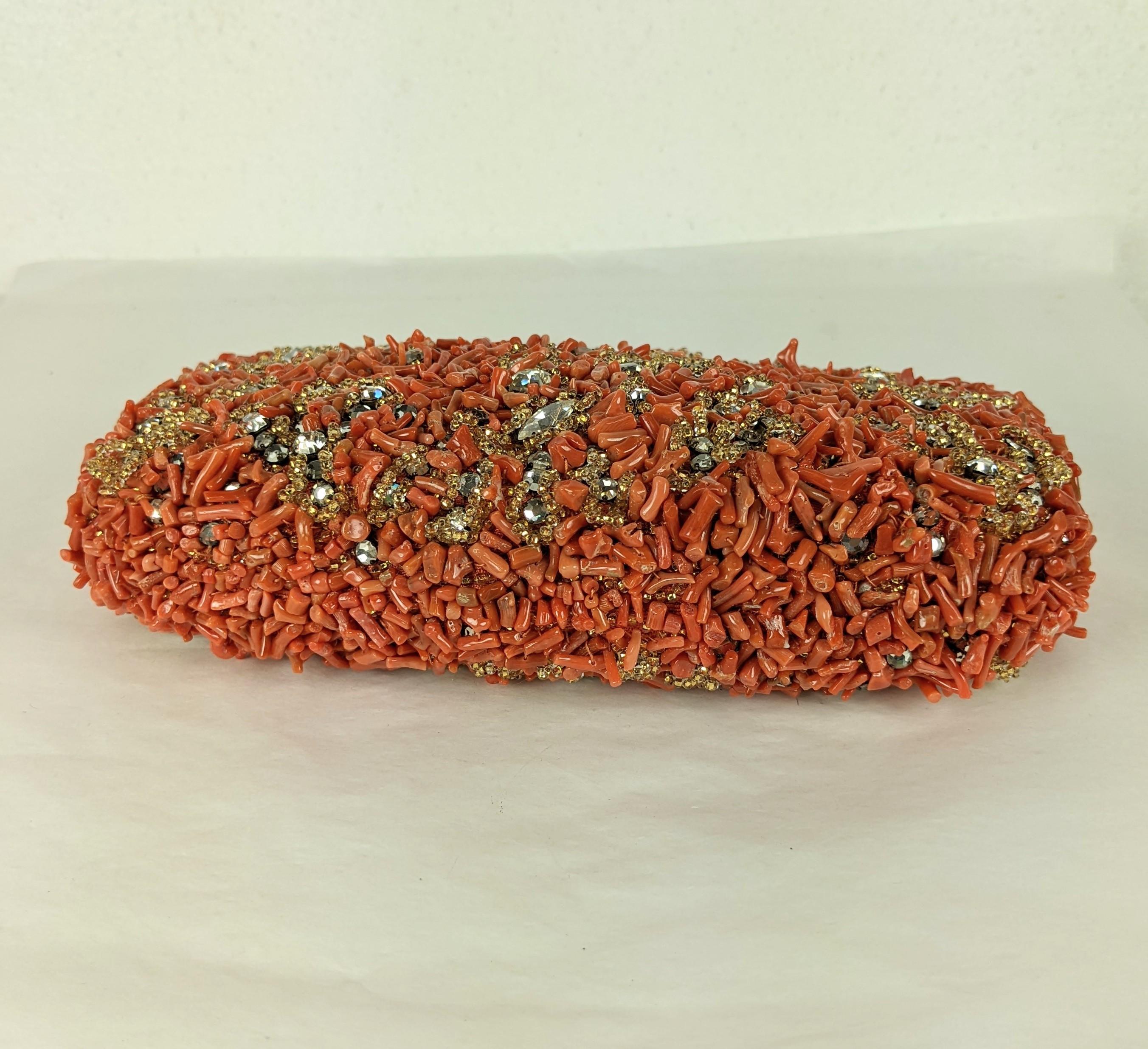 Women's or Men's Nettie Rosenstein Coral and Pave Crystal Clutch For Sale