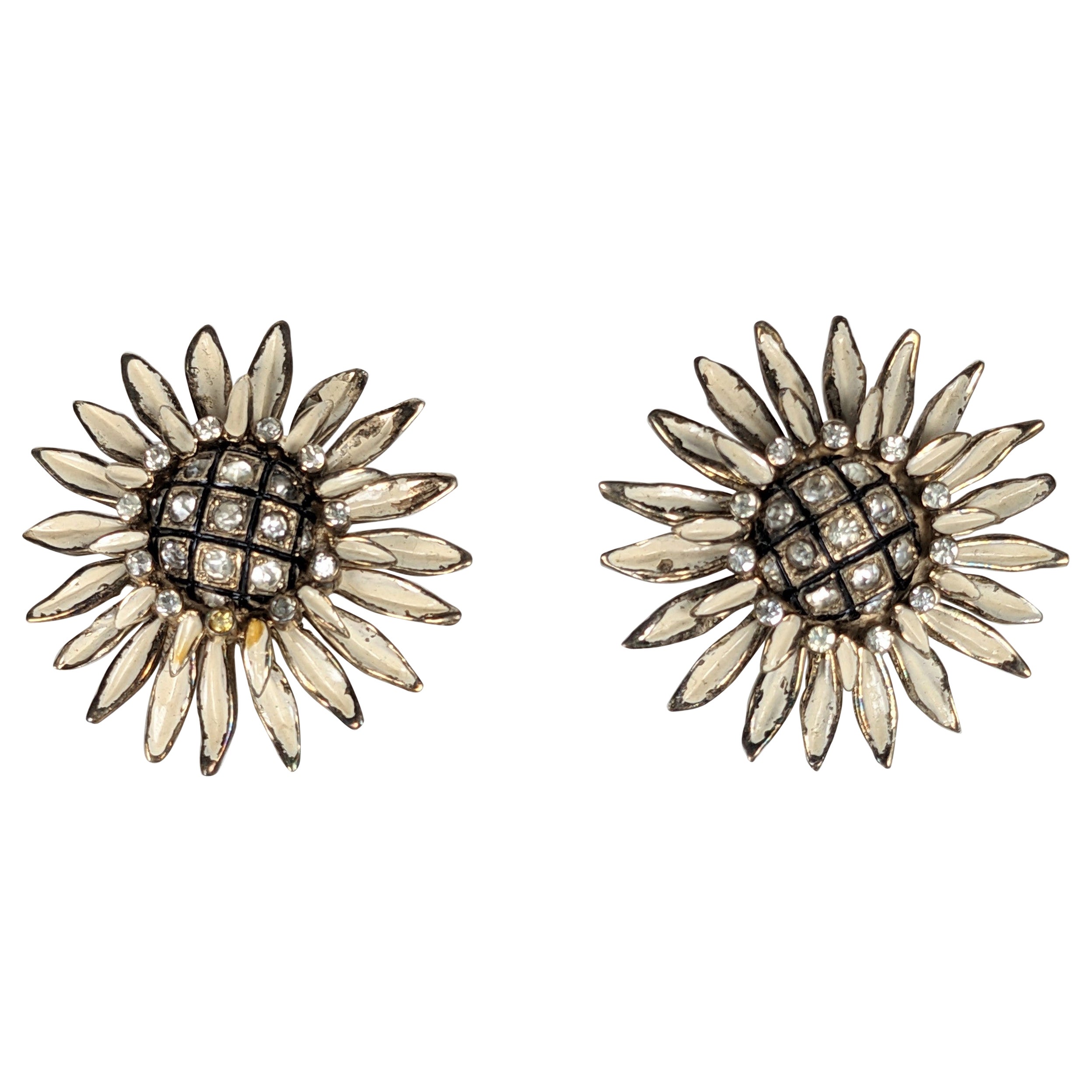 Nettie Rosenstein Retro Sonnenblumen Ohr Clips im Angebot