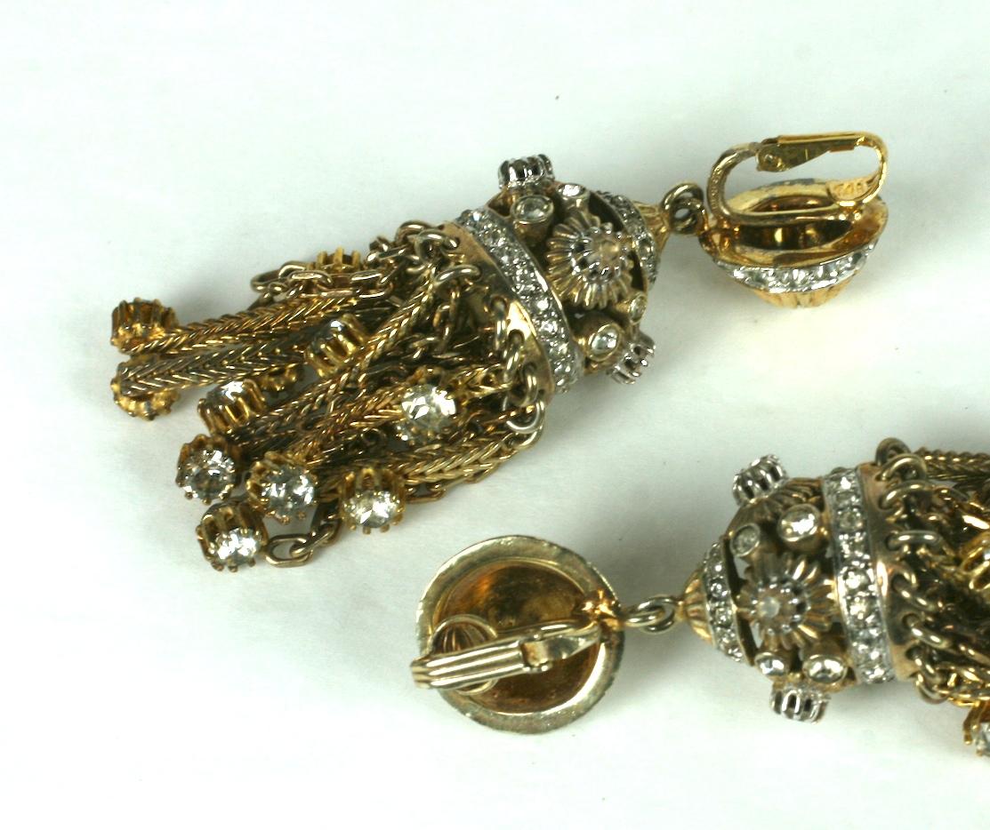Nettie Rosenstein Sterling Vermeil Tassel Earrings In Excellent Condition For Sale In New York, NY