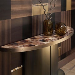 Nettuno Console Table in Horn & Burnished Brass Plated Steel by Arcahorn